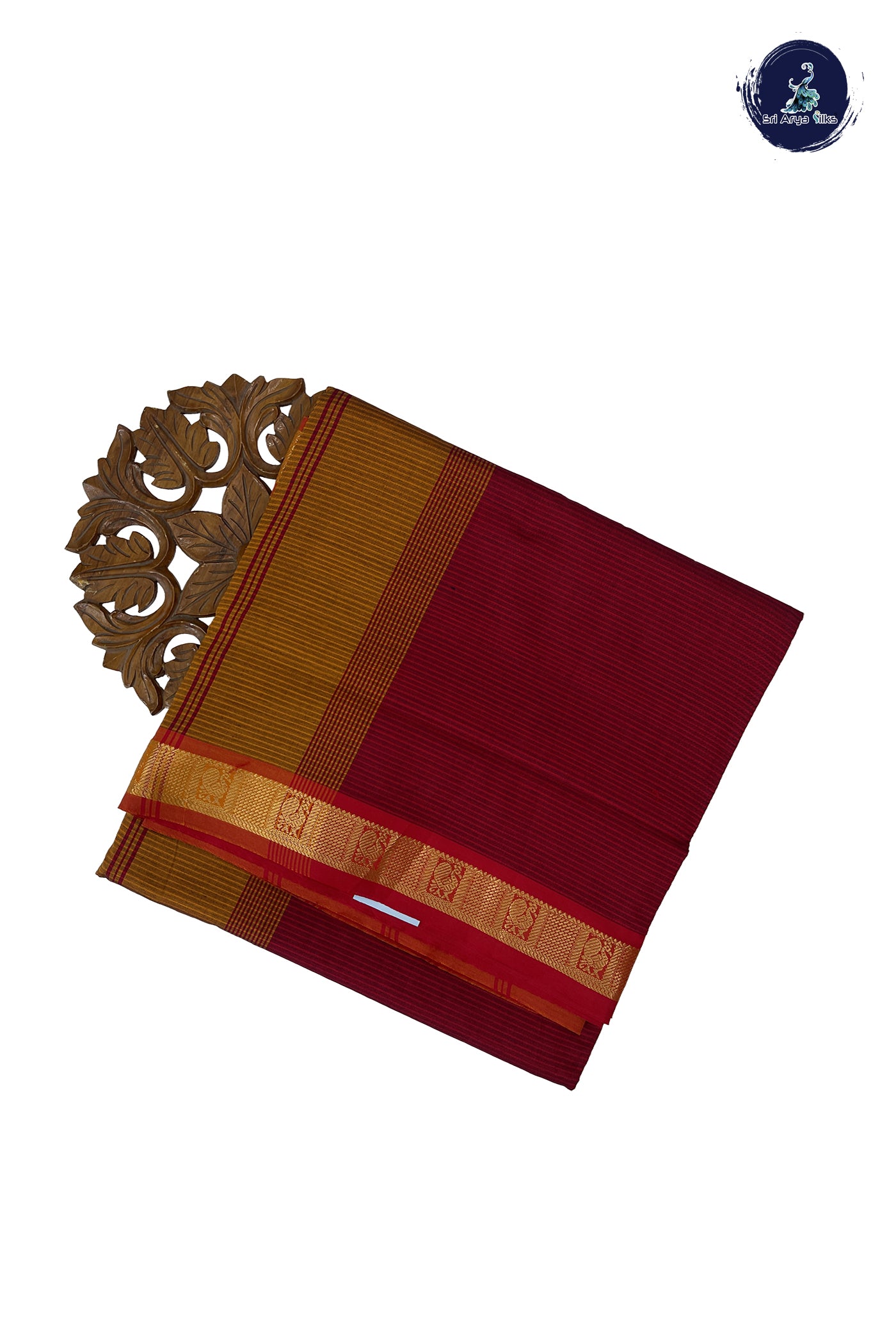 Maroon Madisar Semi Silk Cotton Saree With Doria Lines Pattern