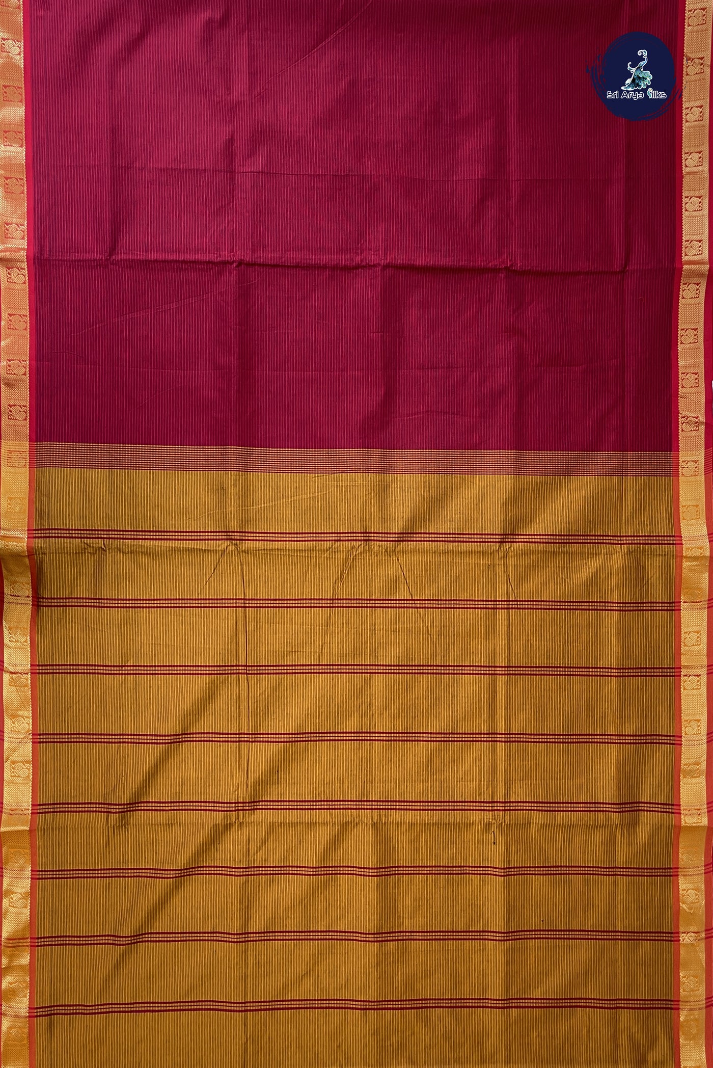 Maroon Madisar Semi Silk Cotton Saree With Doria Lines Pattern