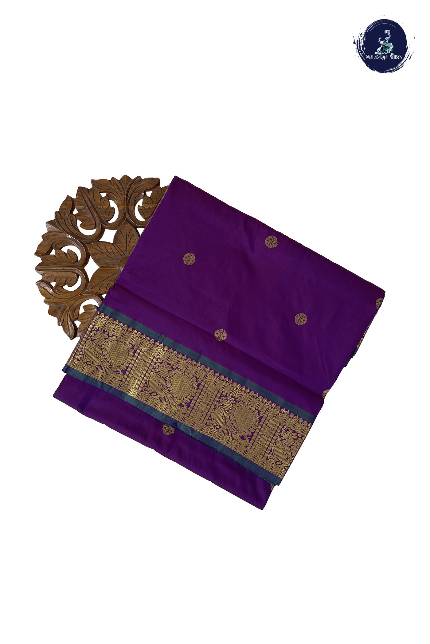 Dual Tone Purple 12 Yards Madisar Saree With Zari Buttas Pattern