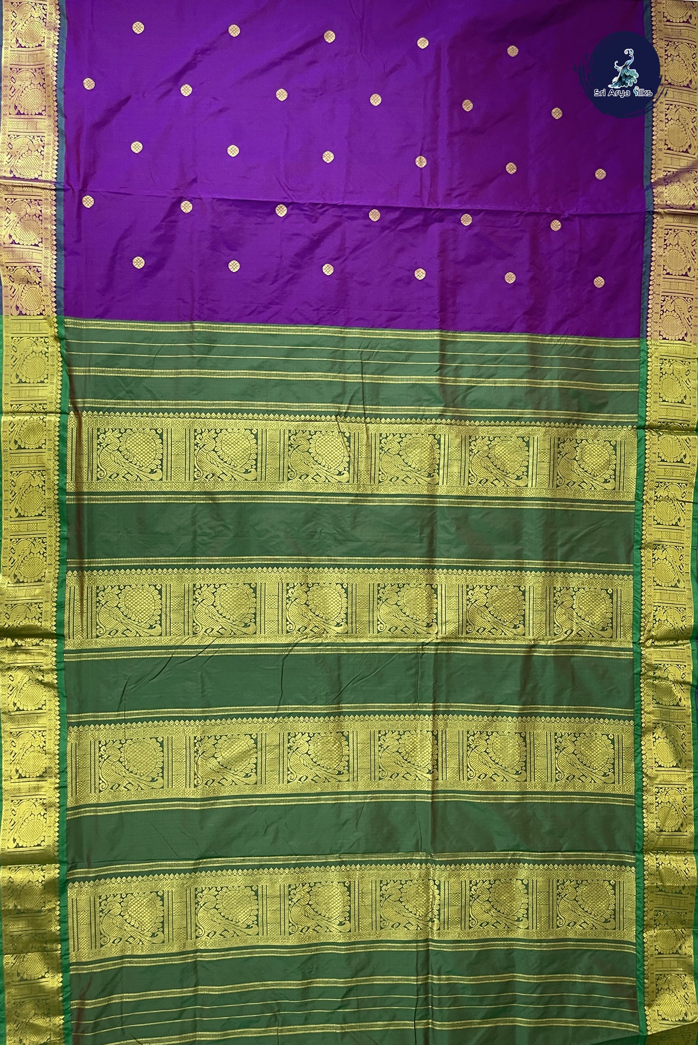 Dual Tone Purple 12 Yards Madisar Saree With Zari Buttas Pattern