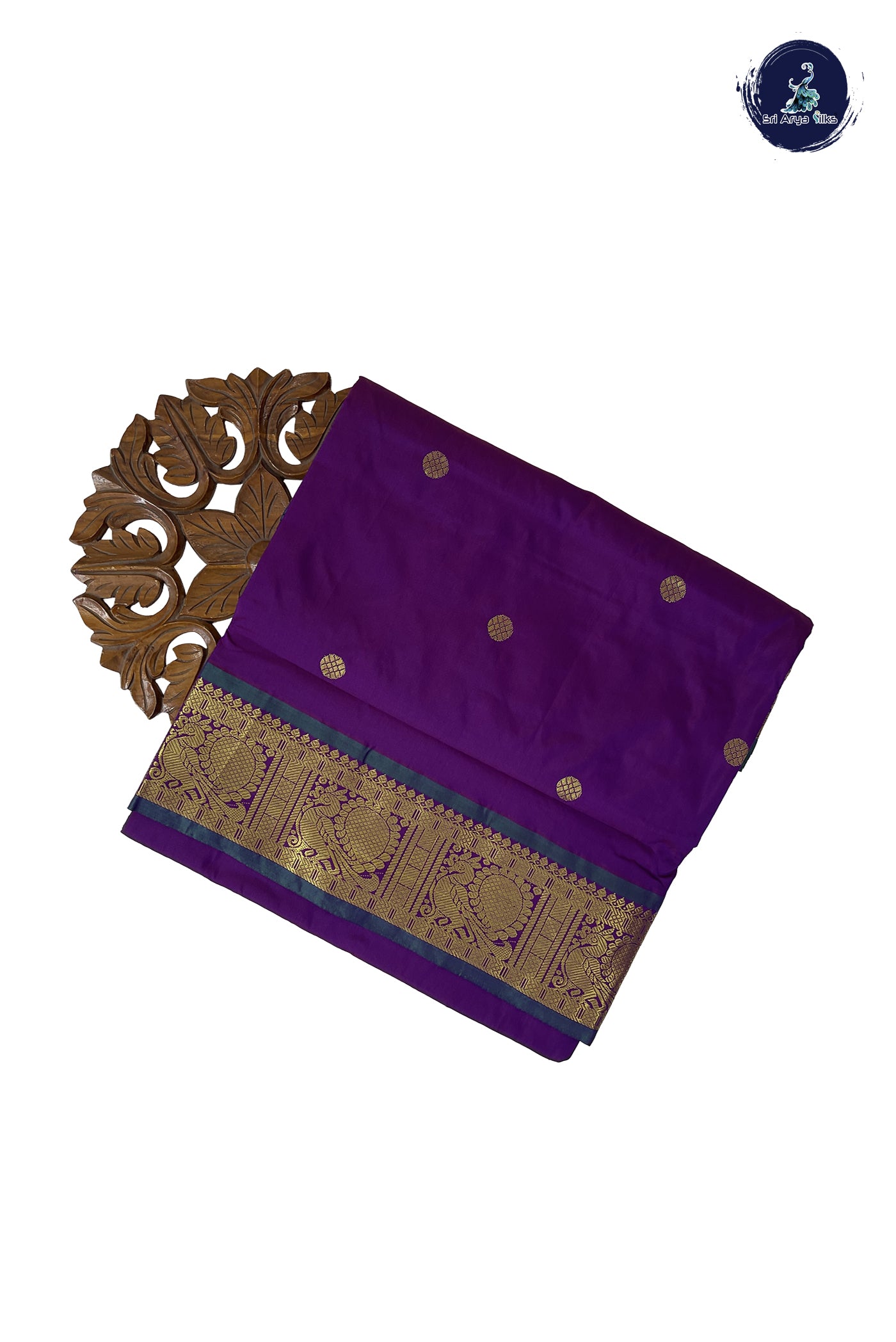 Dual Tone Purple 12 Yards Madisar Saree With Zari Buttas Pattern