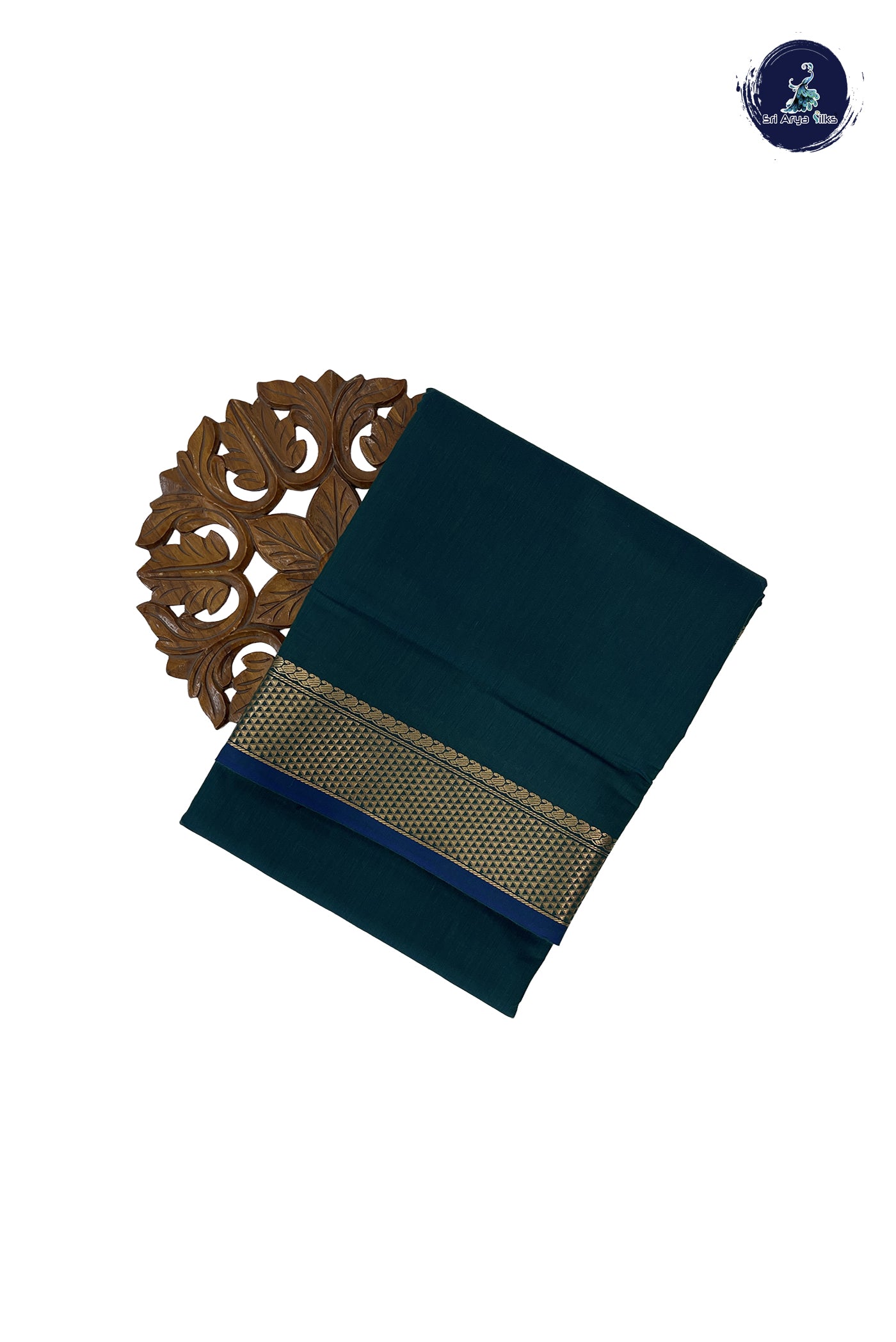 Green Madisar Semi Silk Cotton Saree With Plain Pattern