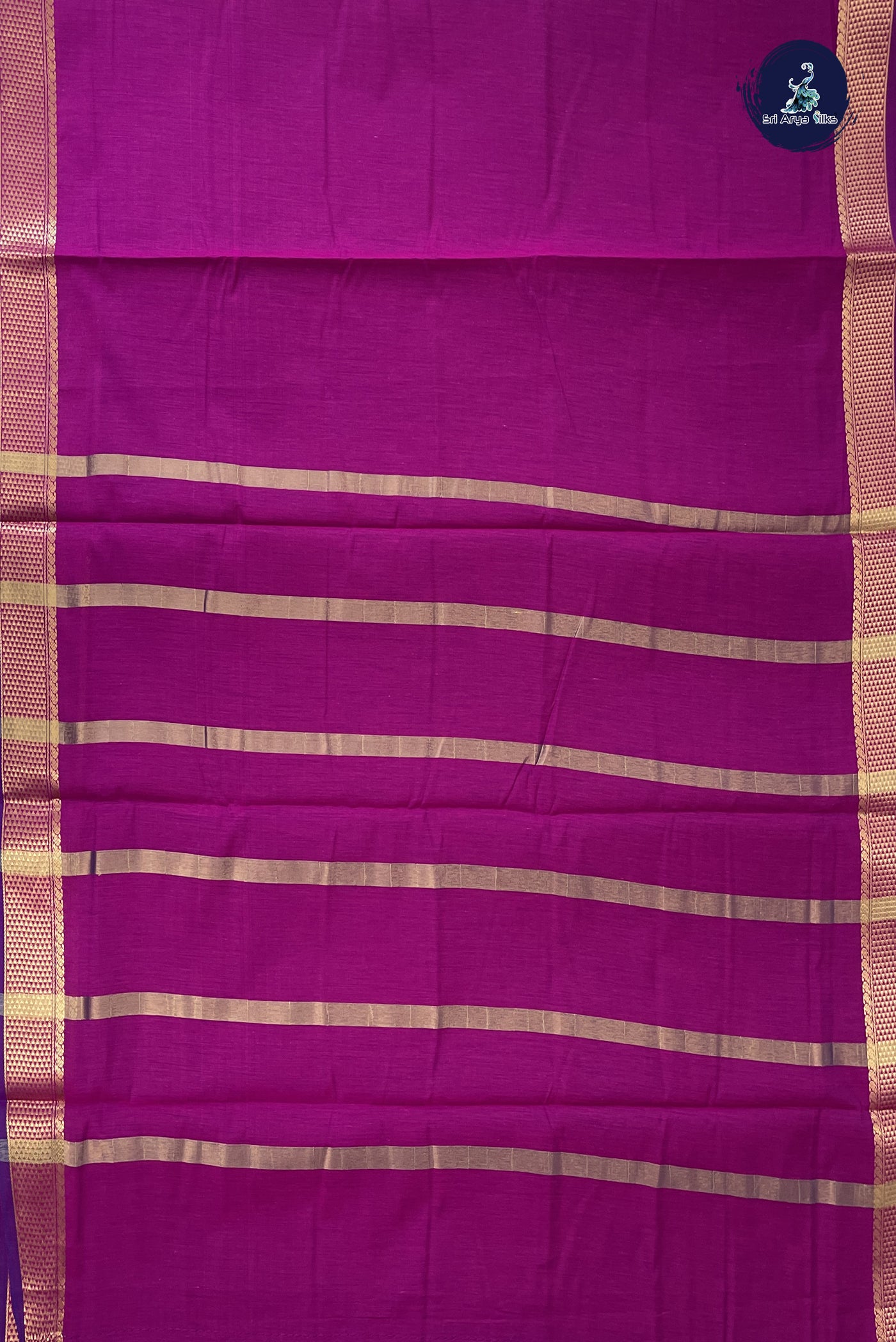 Magenta Pink Madisar Semi Silk Cotton Saree With Plain Pattern
