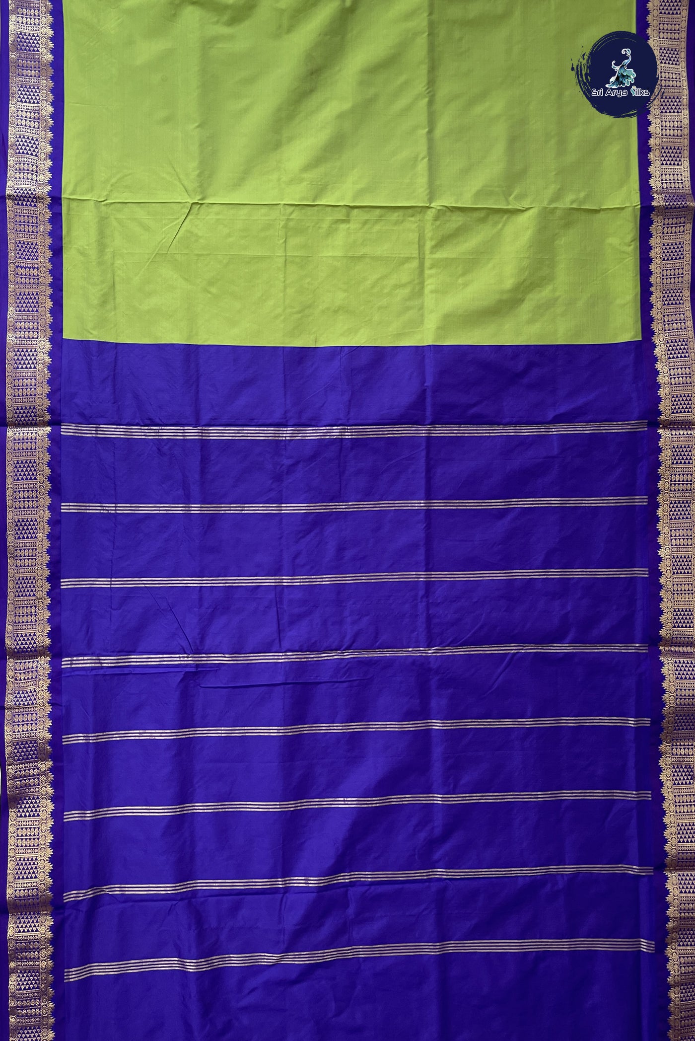Light Green Madisar Semi Silk Saree With Plain Pattern