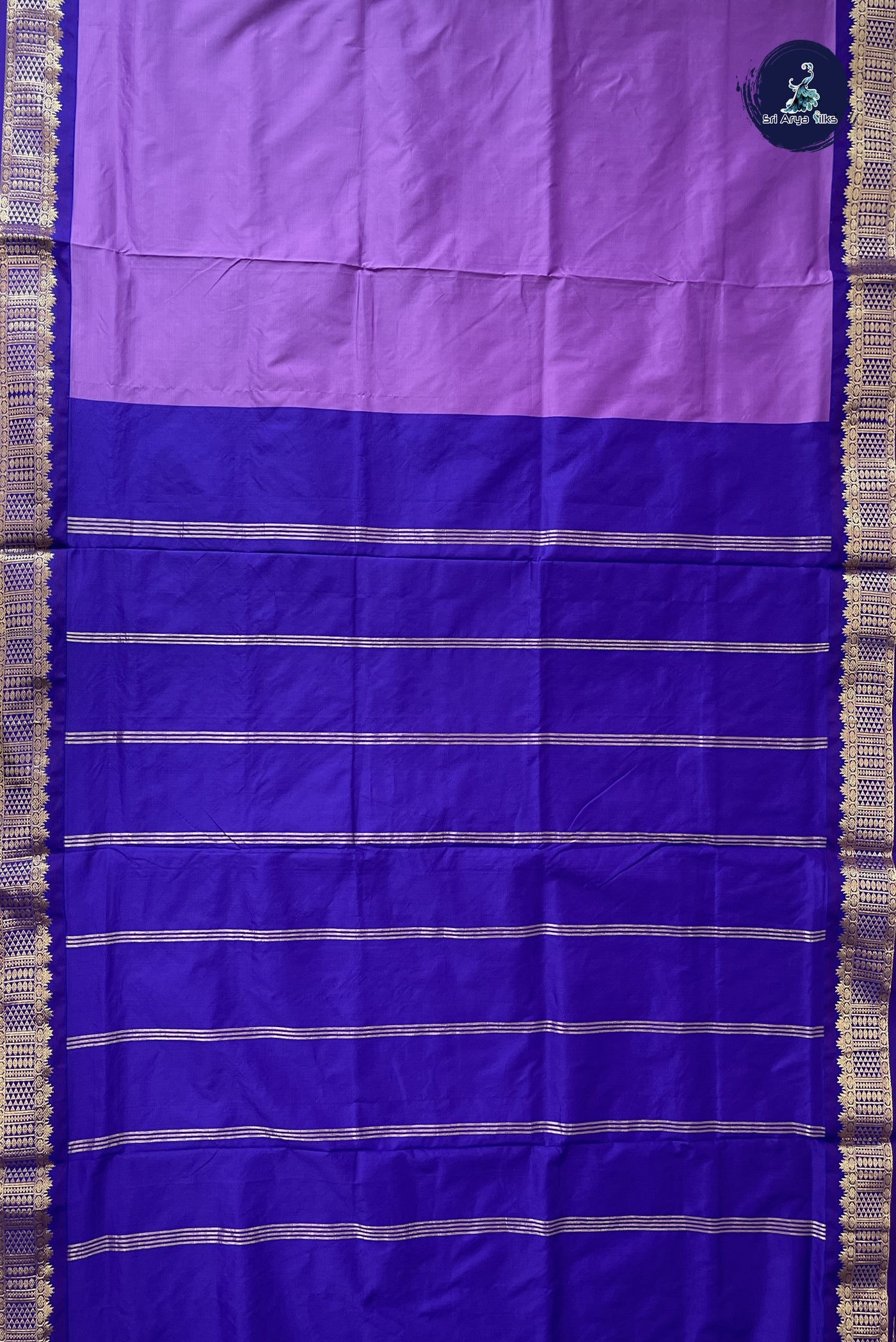 Lavender Madisar Semi Silk Saree With Plain Pattern