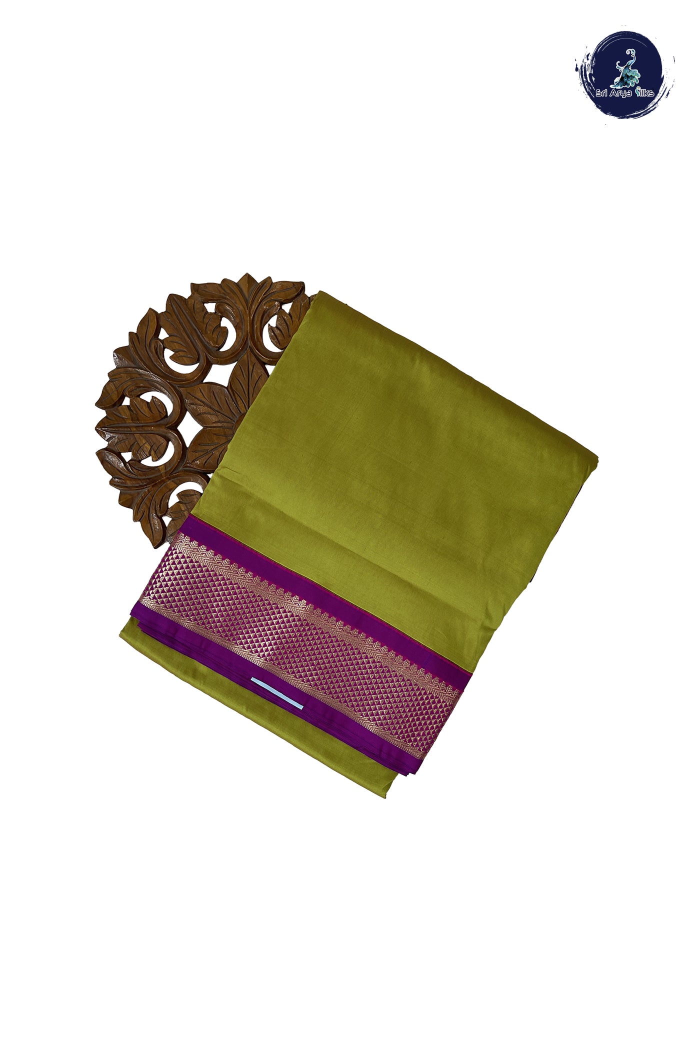 Lime Green Madisar Semi Silk Saree With Plain Pattern