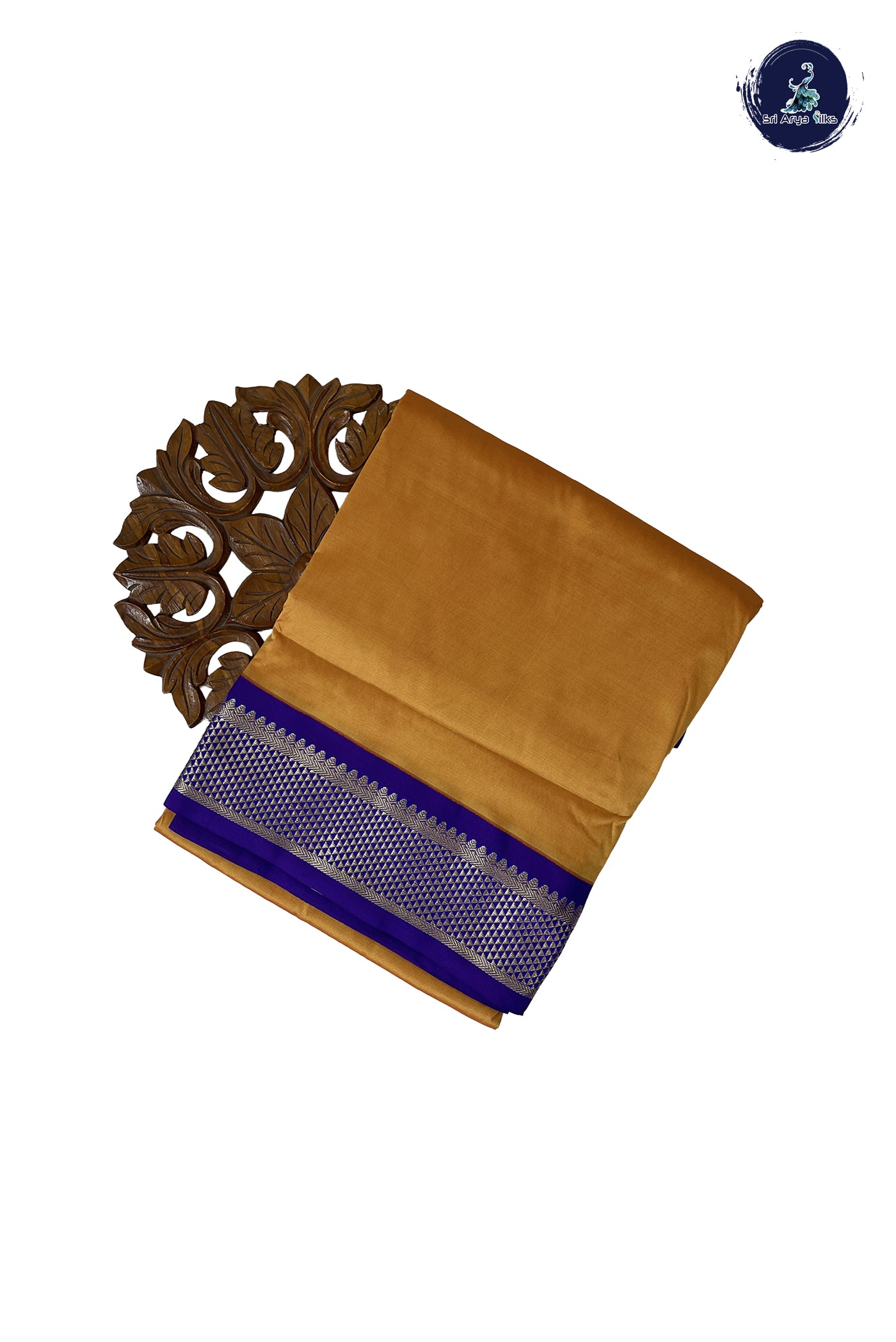 Lite Mustard Orange Madisar Semi Silk Saree With Plain Pattern