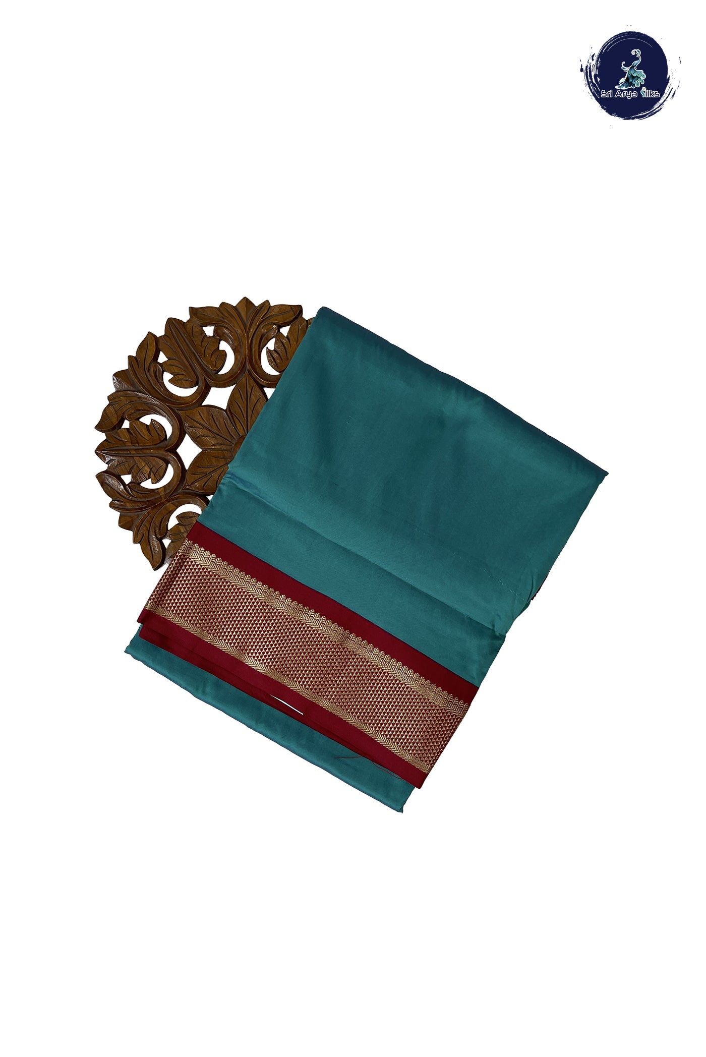 Teal Blue Madisar Semi Silk Saree With Plain Pattern