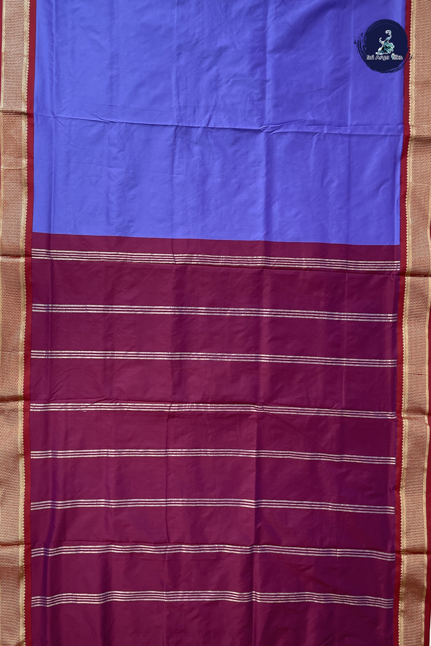 Lavender Madisar Semi Silk Saree With Plain Pattern