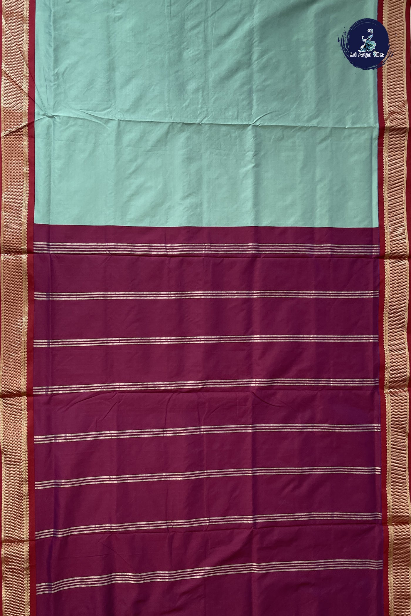 Pastel Shade Madisar Semi Silk Saree With Plain Pattern