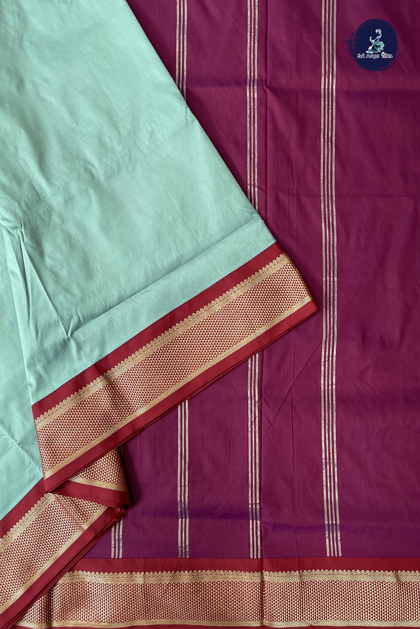 Pastel Shade Madisar Semi Silk Saree With Plain Pattern