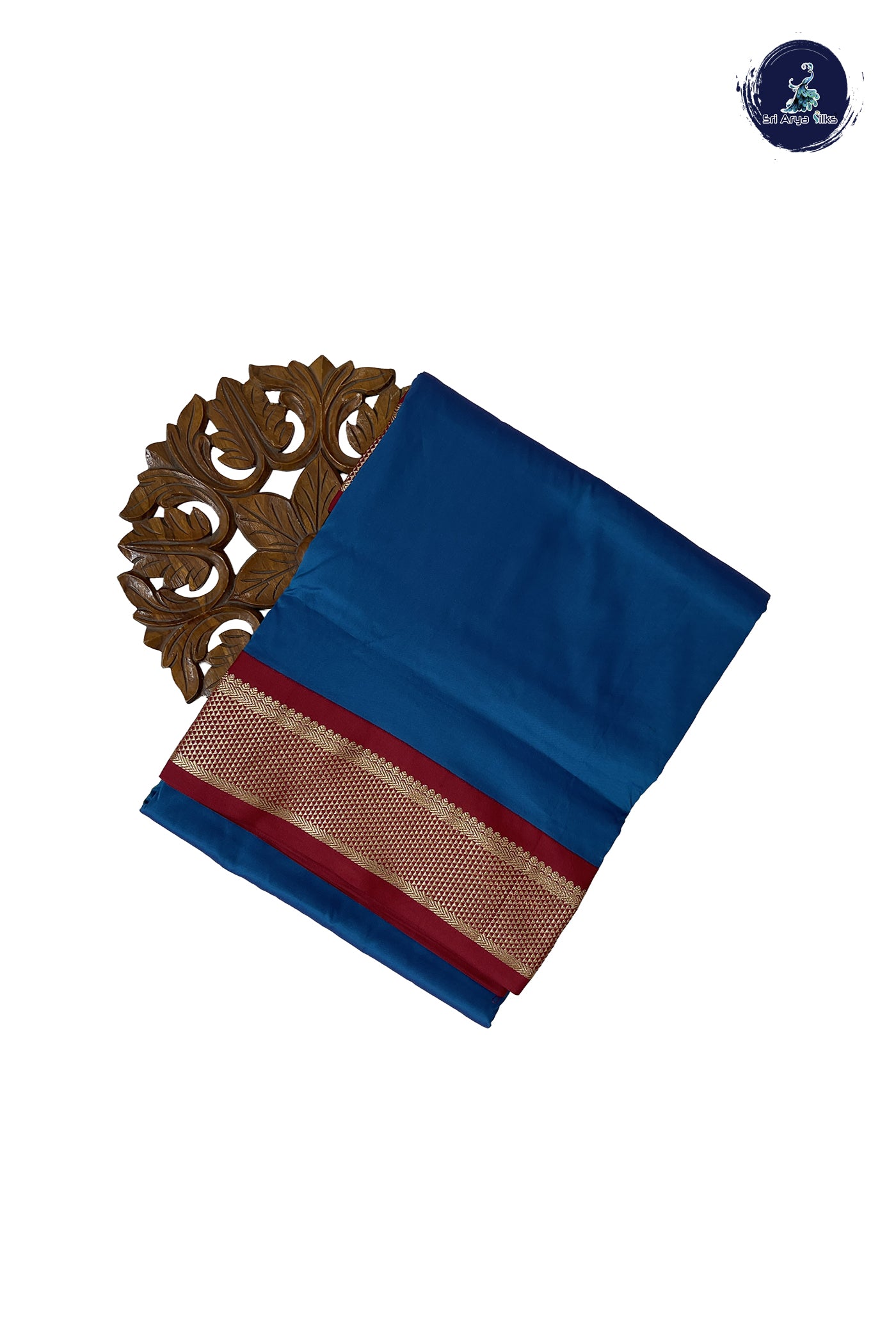 Blue Madisar Semi Silk Saree With Plain Pattern
