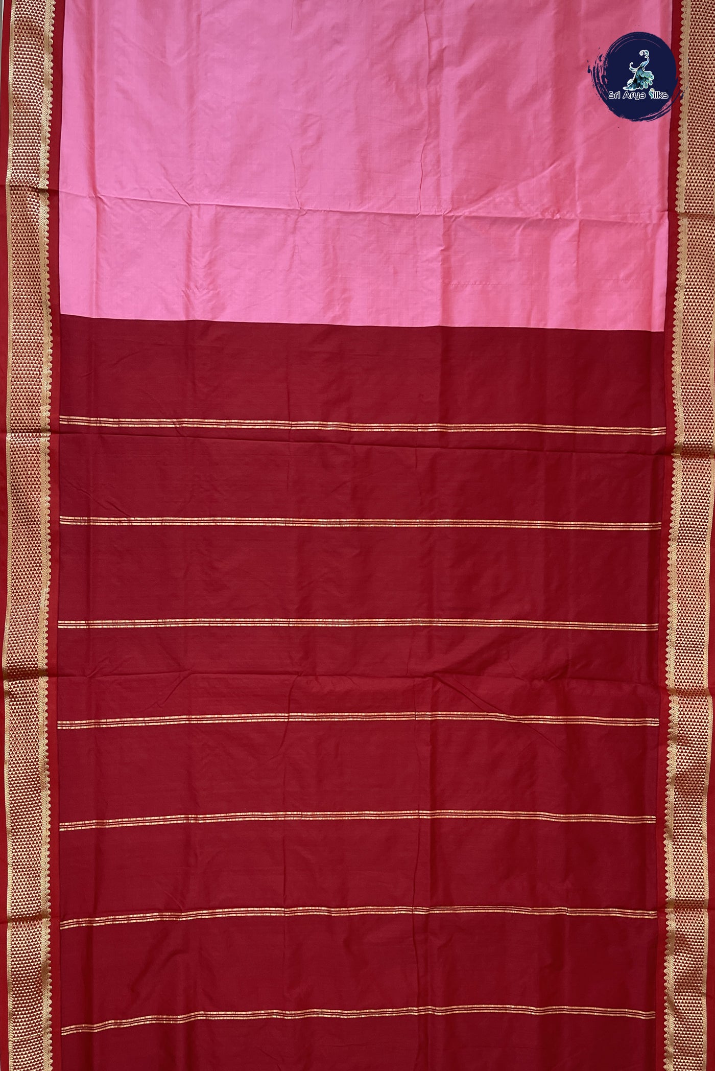 Pink Madisar Semi Silk Saree With Plain Pattern