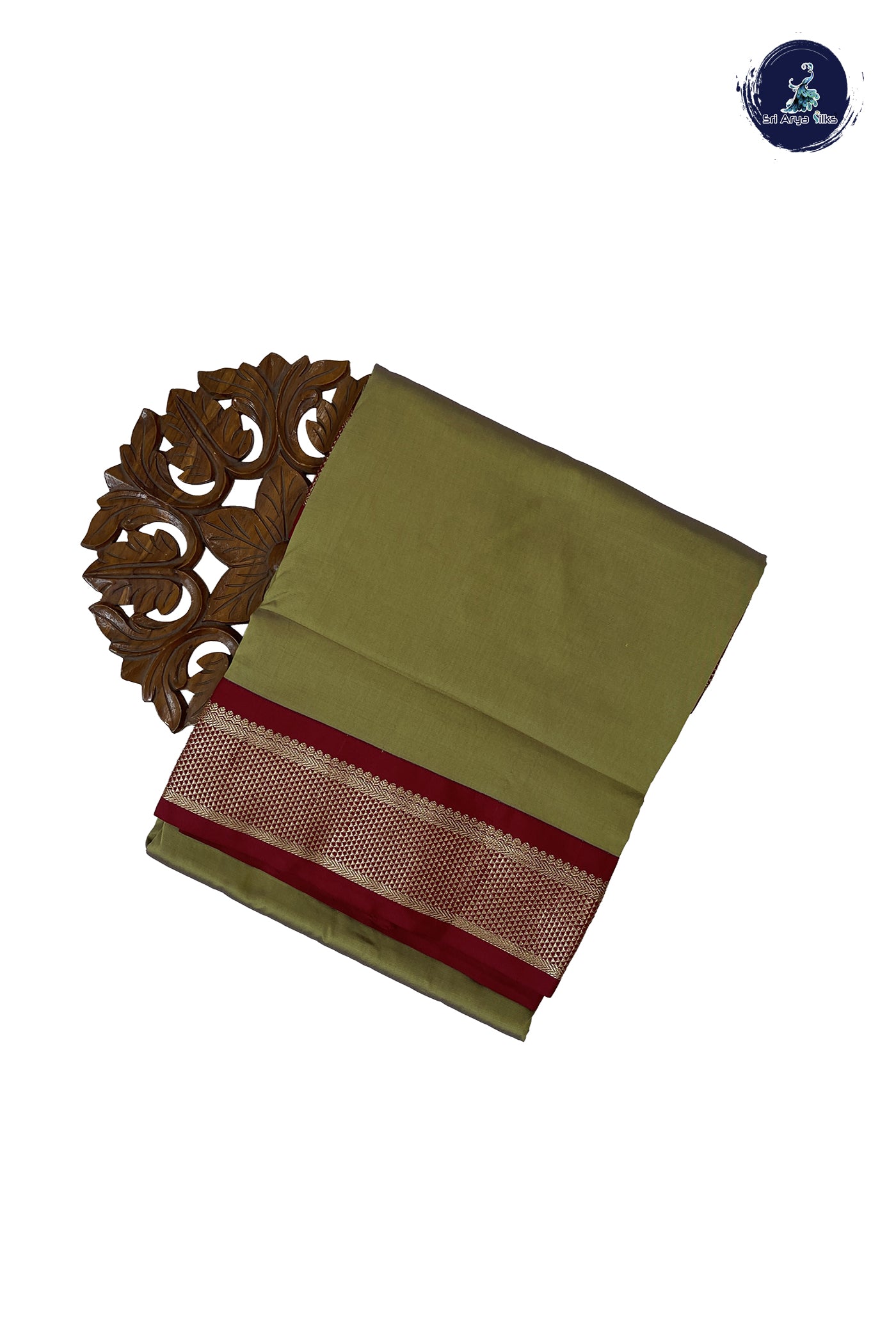 Elaichi Green Madisar Semi Silk Saree With Plain Pattern