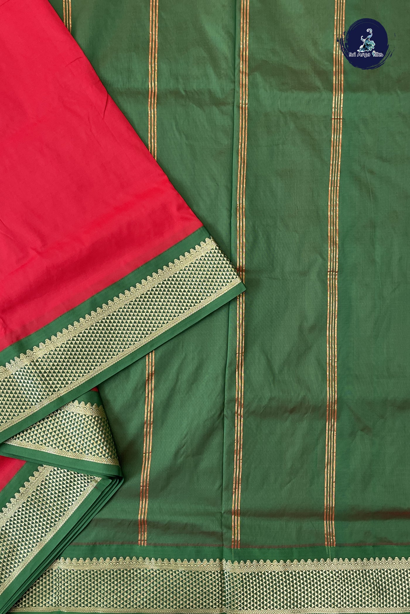 Red Madisar Semi Silk Saree With Plain Pattern