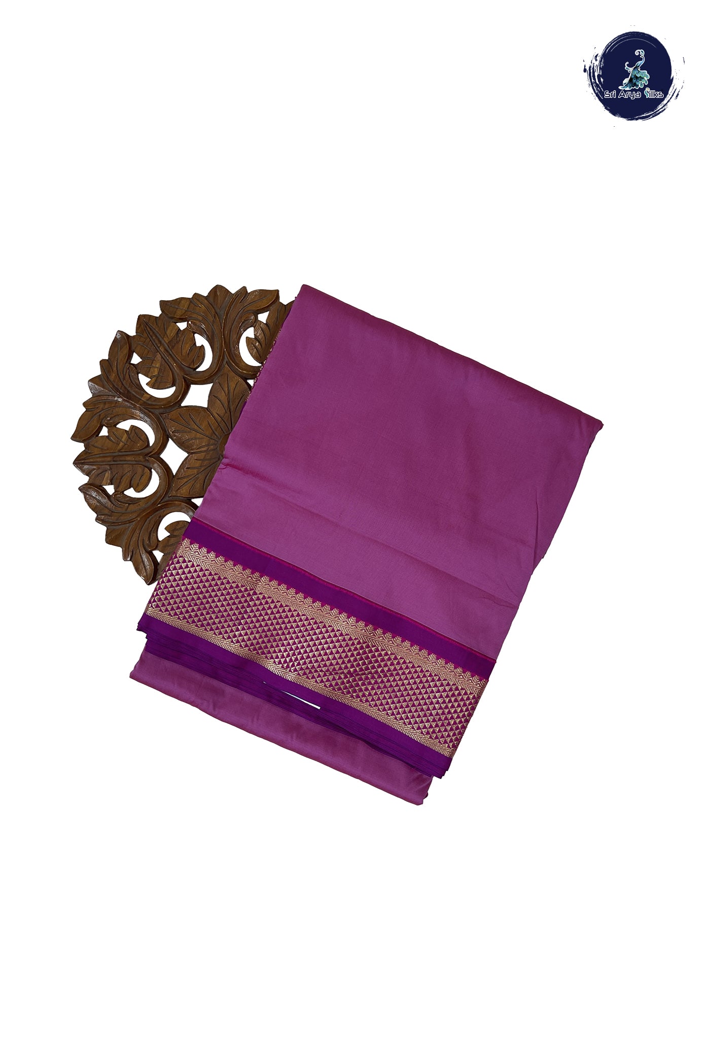 Mauve Pink Madisar Semi Silk Saree With Plain Pattern