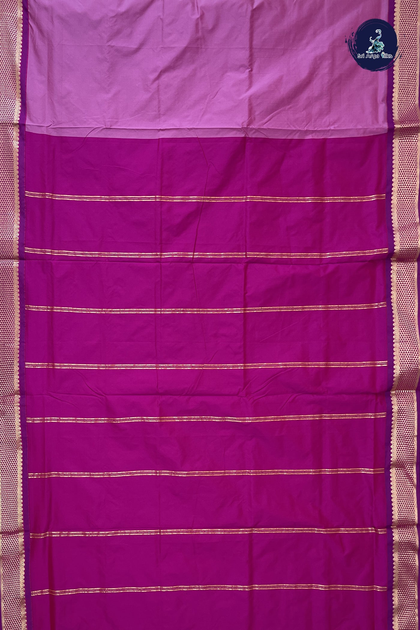 Mauve Pink Madisar Semi Silk Saree With Plain Pattern