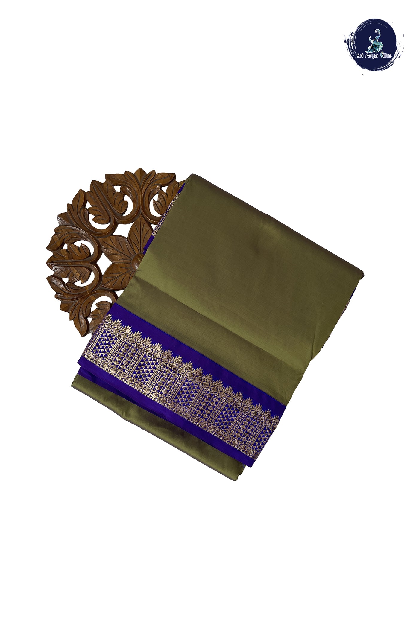 Elaichi Green Madisar Semi Silk Saree With Plain Pattern