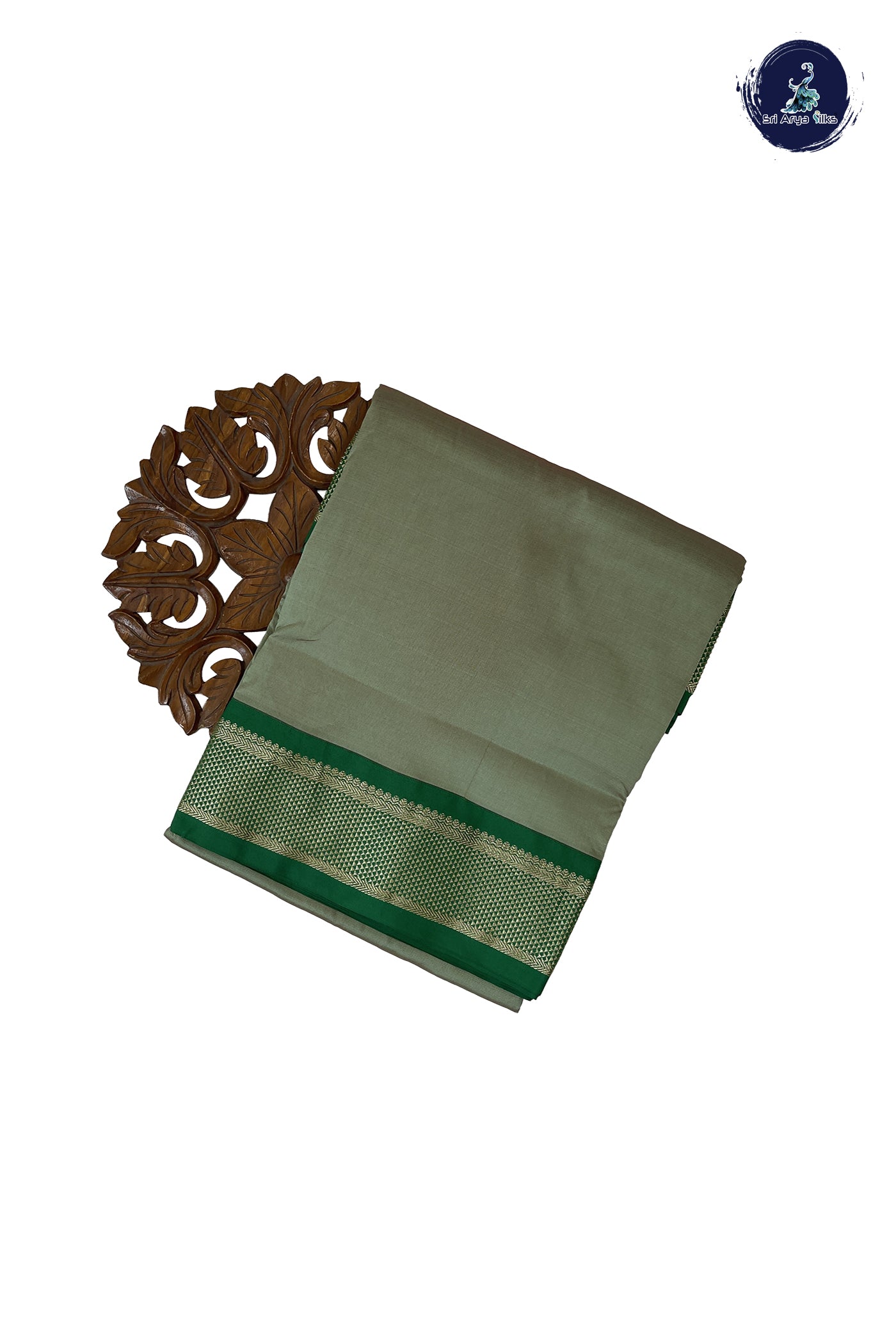 Pastel Green Madisar Semi Silk Saree With Plain Pattern