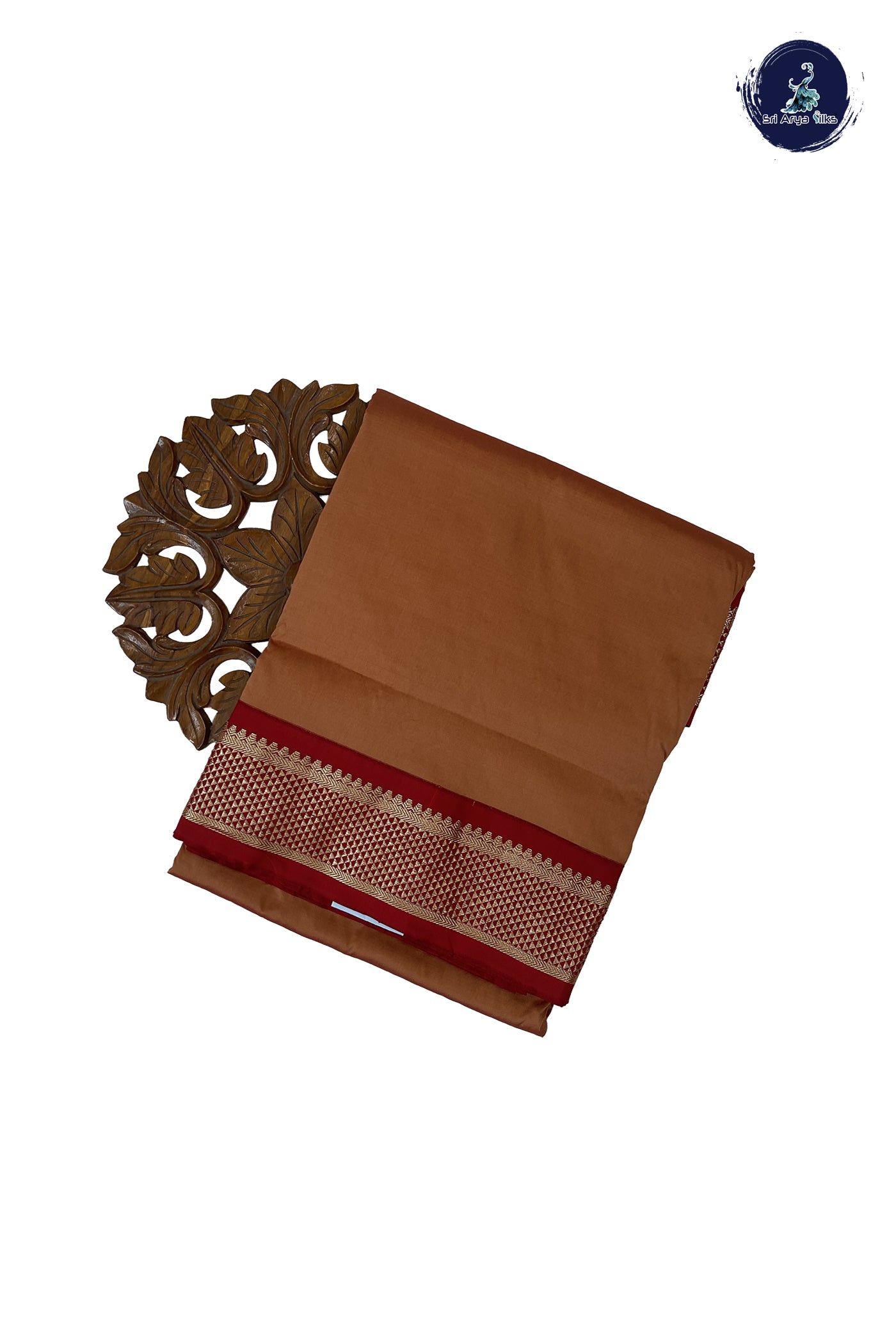 Peach Madisar Semi Silk Saree With Plain Pattern
