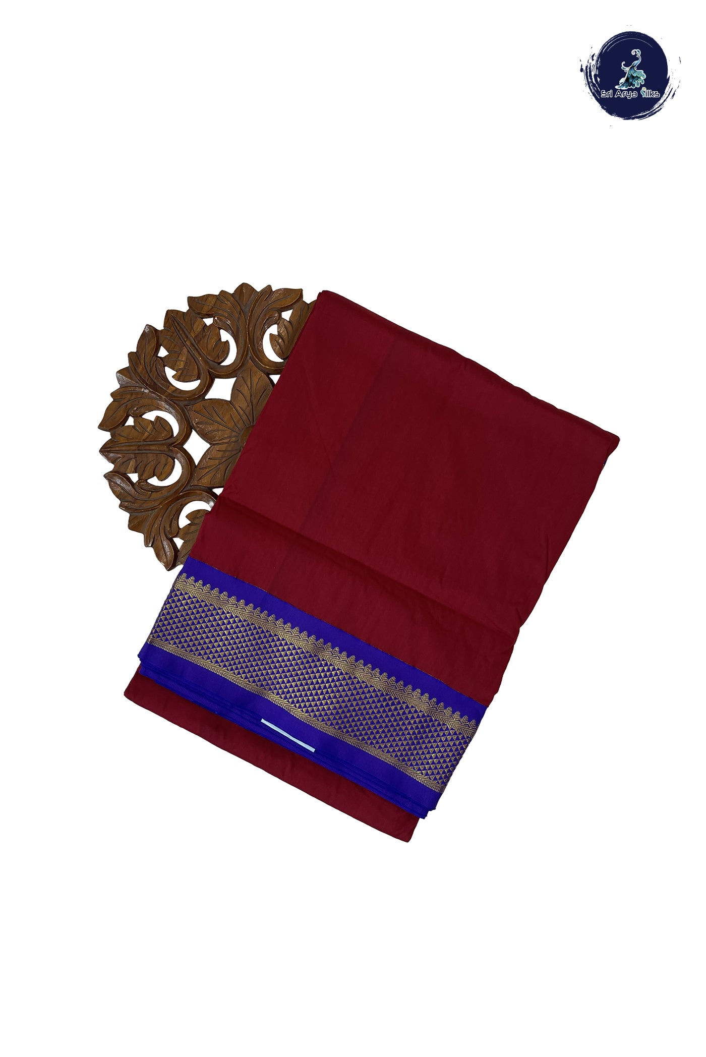 Maroon Madisar Semi Silk Saree With Plain Pattern
