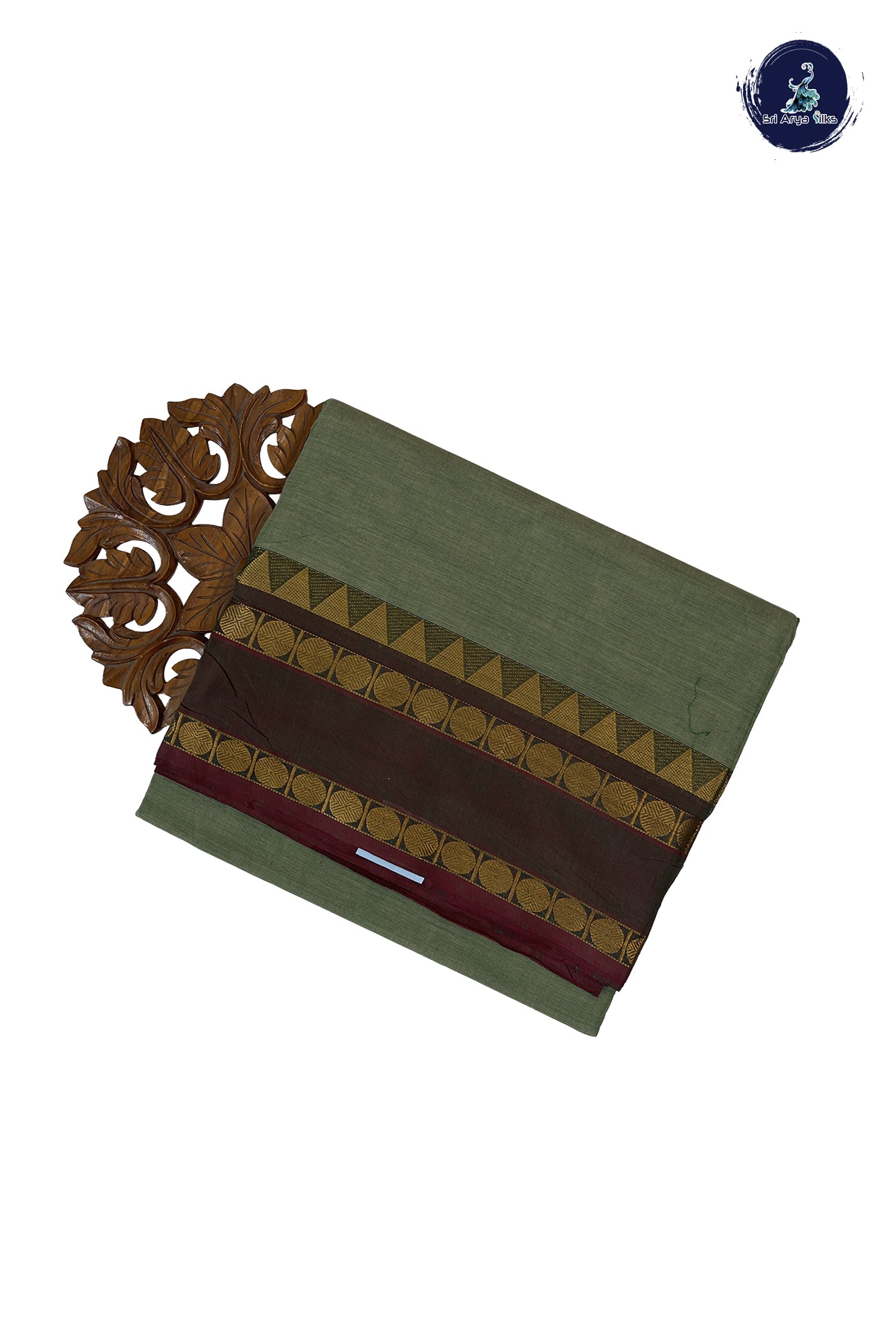 Pastel Green 10 Yards Madisar Cotton Saree With Plain Pattern