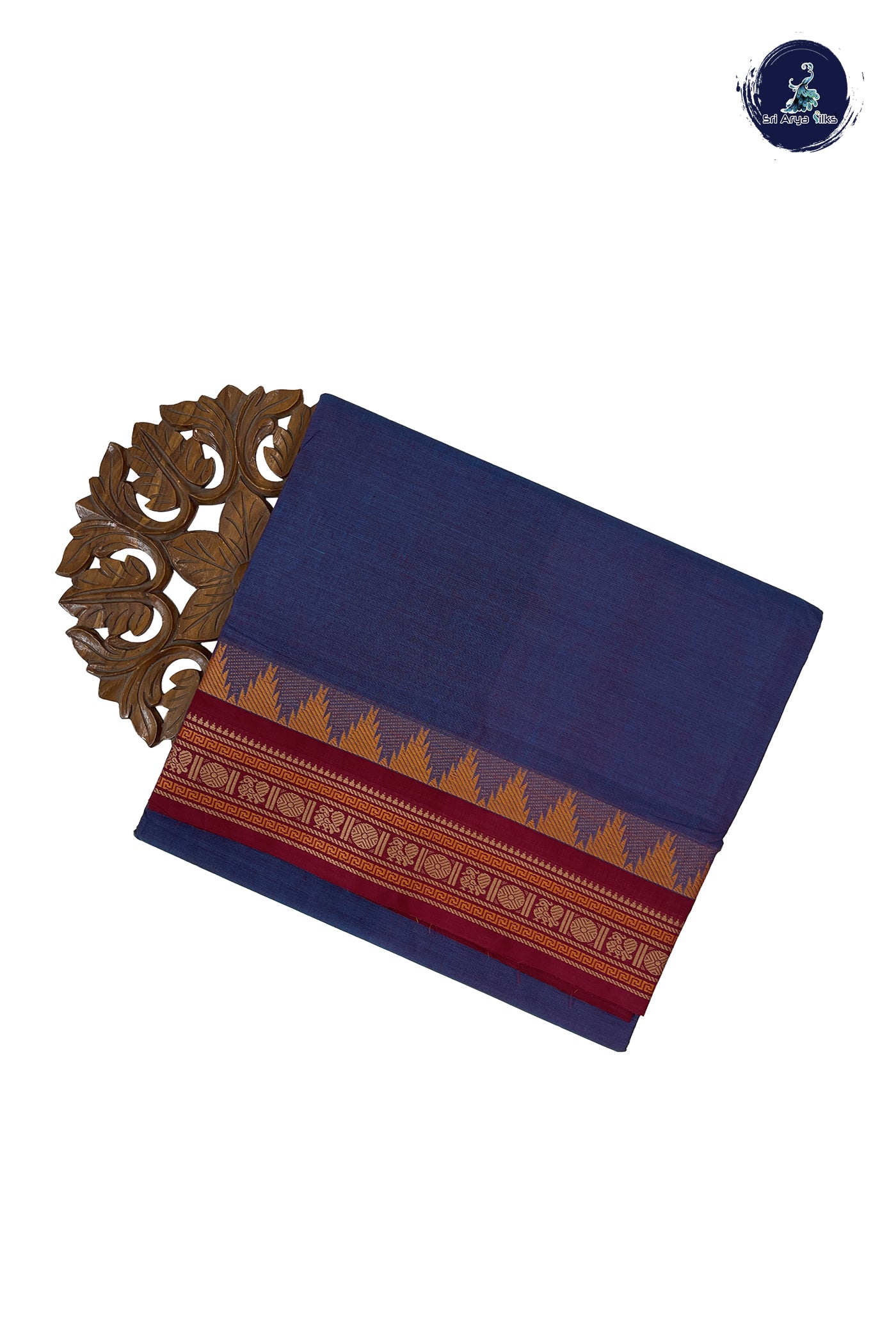 Dual Tone Blue 10 Yards Madisar Cotton Saree With Plain Pattern
