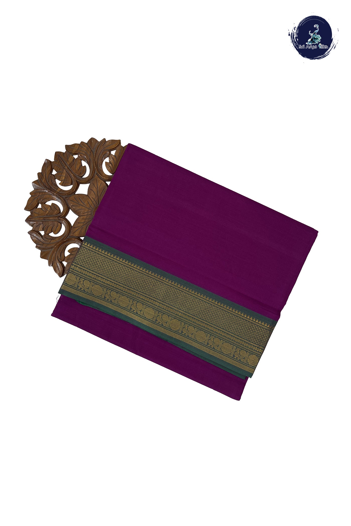 Magenta 10 Yards Madisar Cotton Saree With Plain Pattern