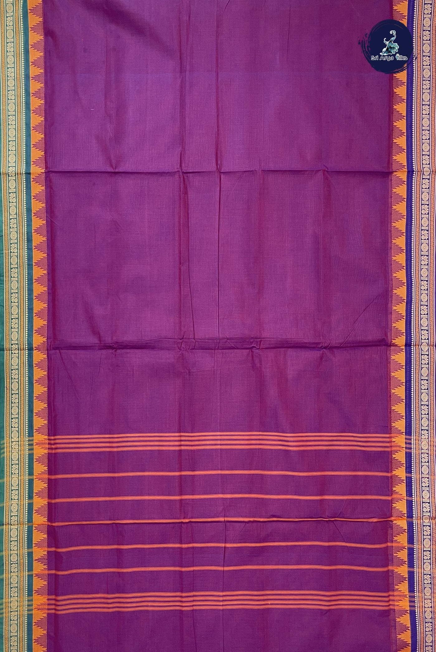 Burgundy 10 Yards Madisar Cotton Saree With Plain Pattern