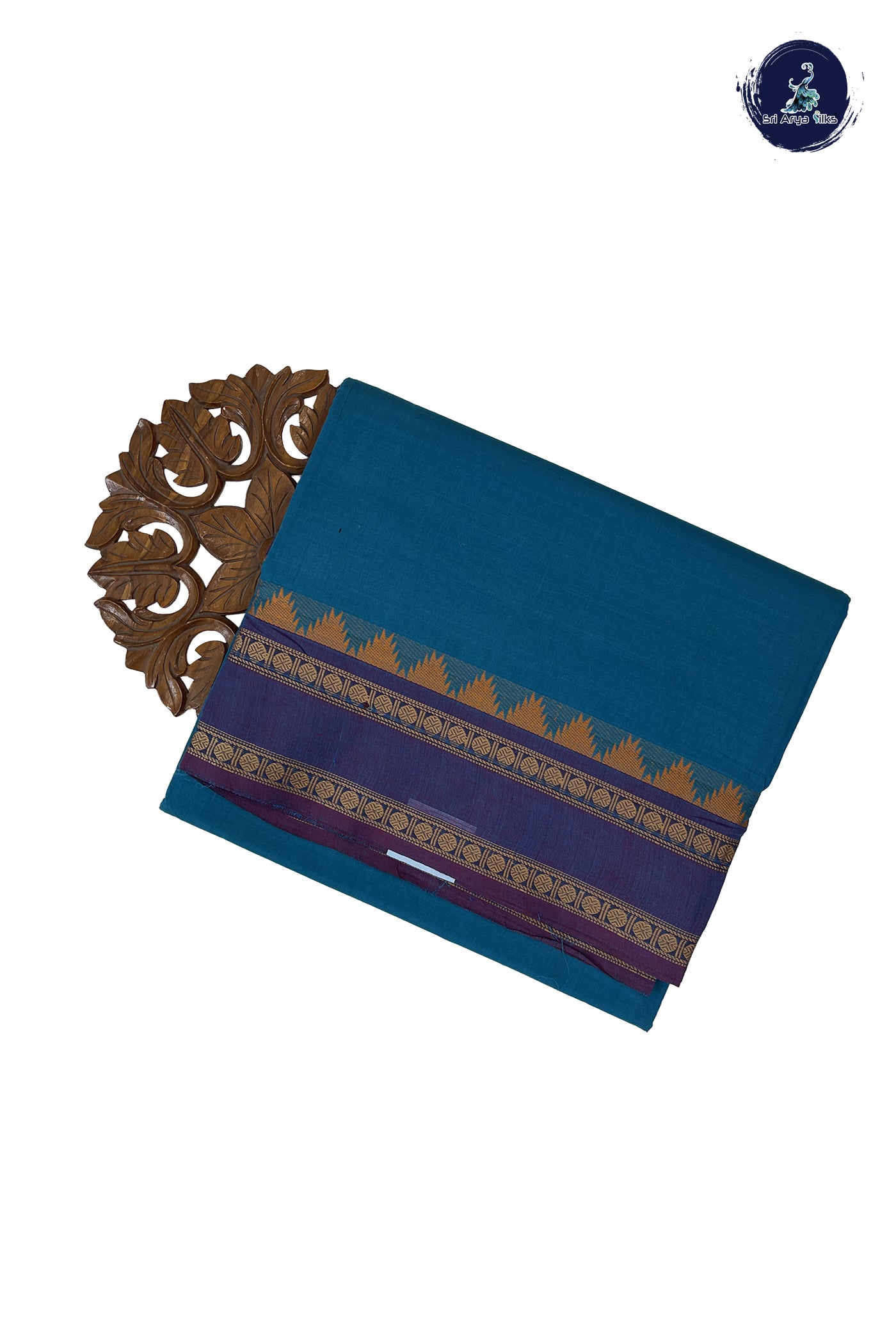 Blue 10 Yards Madisar Cotton Saree With Plain Pattern