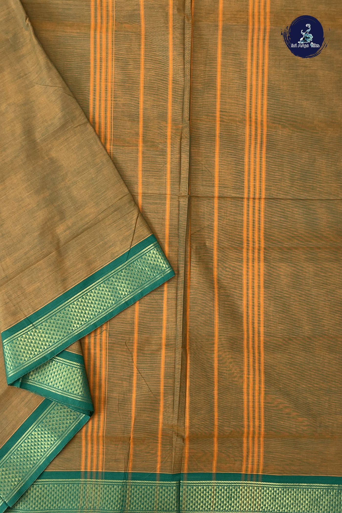 Mustard Yellow 10 Yards Madisar Cotton Saree With Plain Pattern
