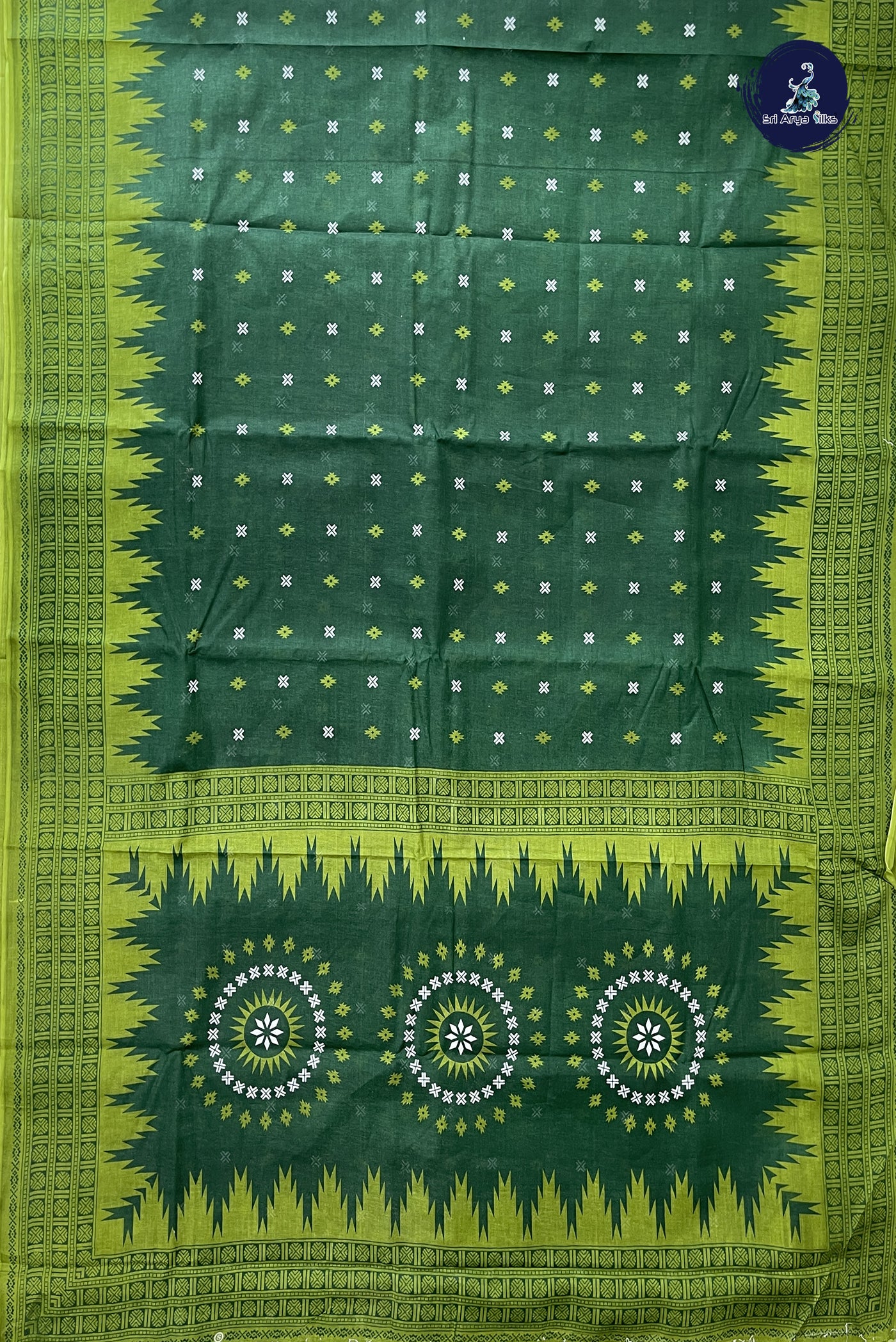 Green 10.5 Yards Madisar Saree With Printed Pattern