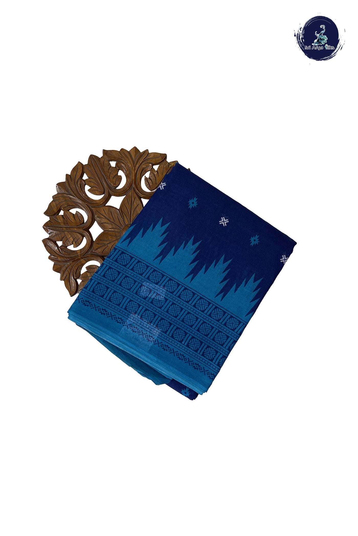 Blue 10.5 Yards Madisar Saree With Printed Pattern