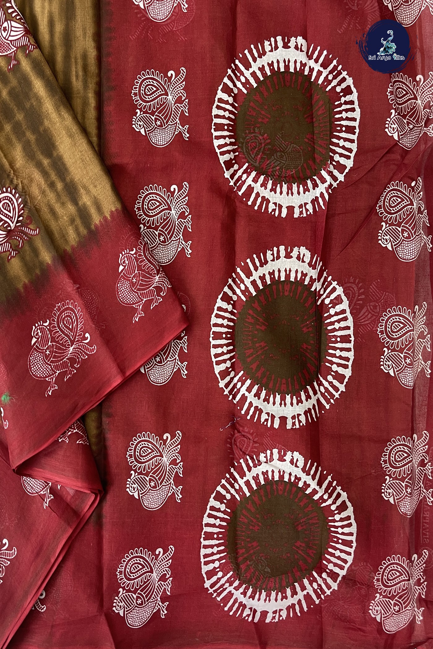 Brown 10.5 Yards Madisar Saree With Printed Pattern