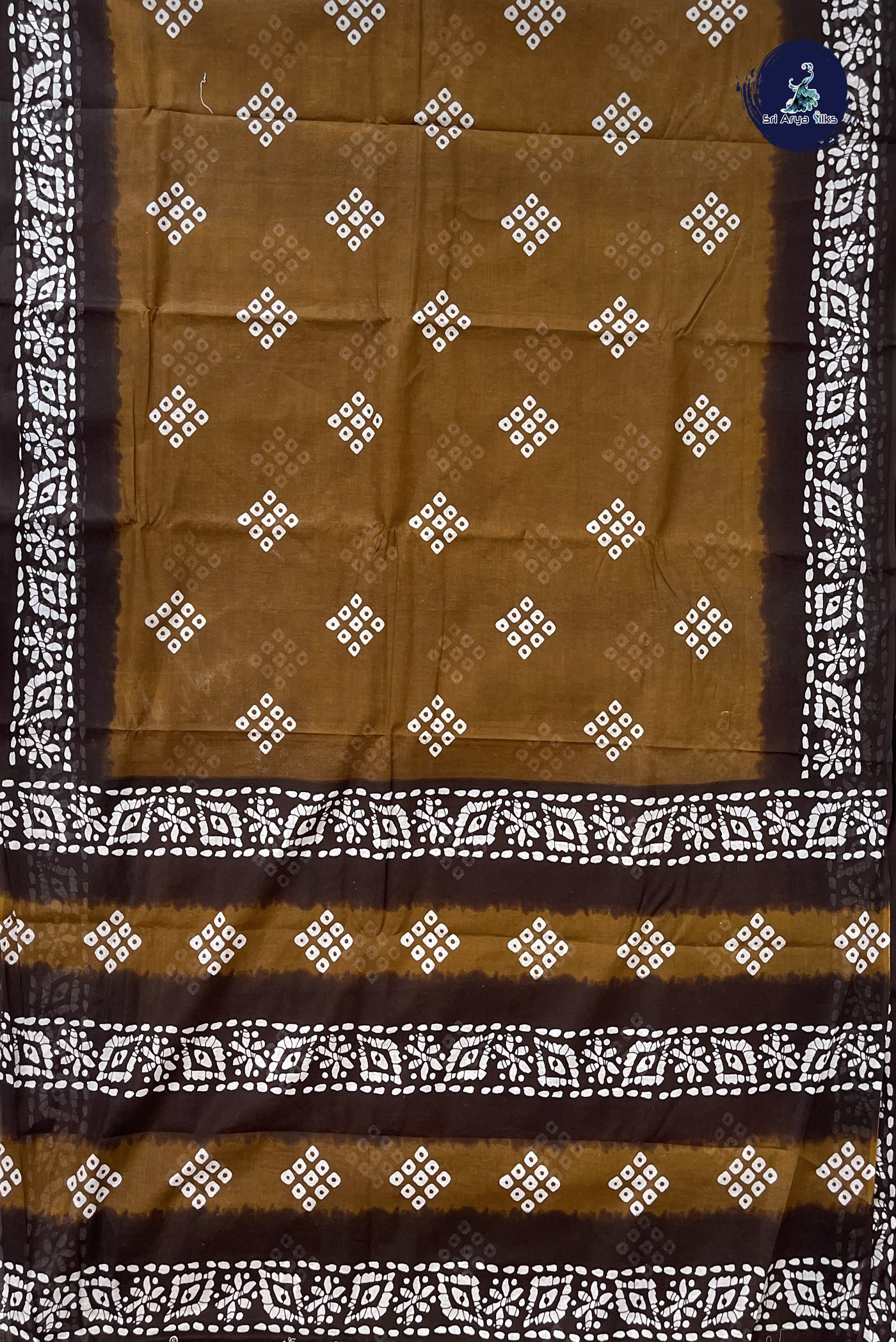 Brown 10.5 Yards Madisar Saree With Printed Pattern