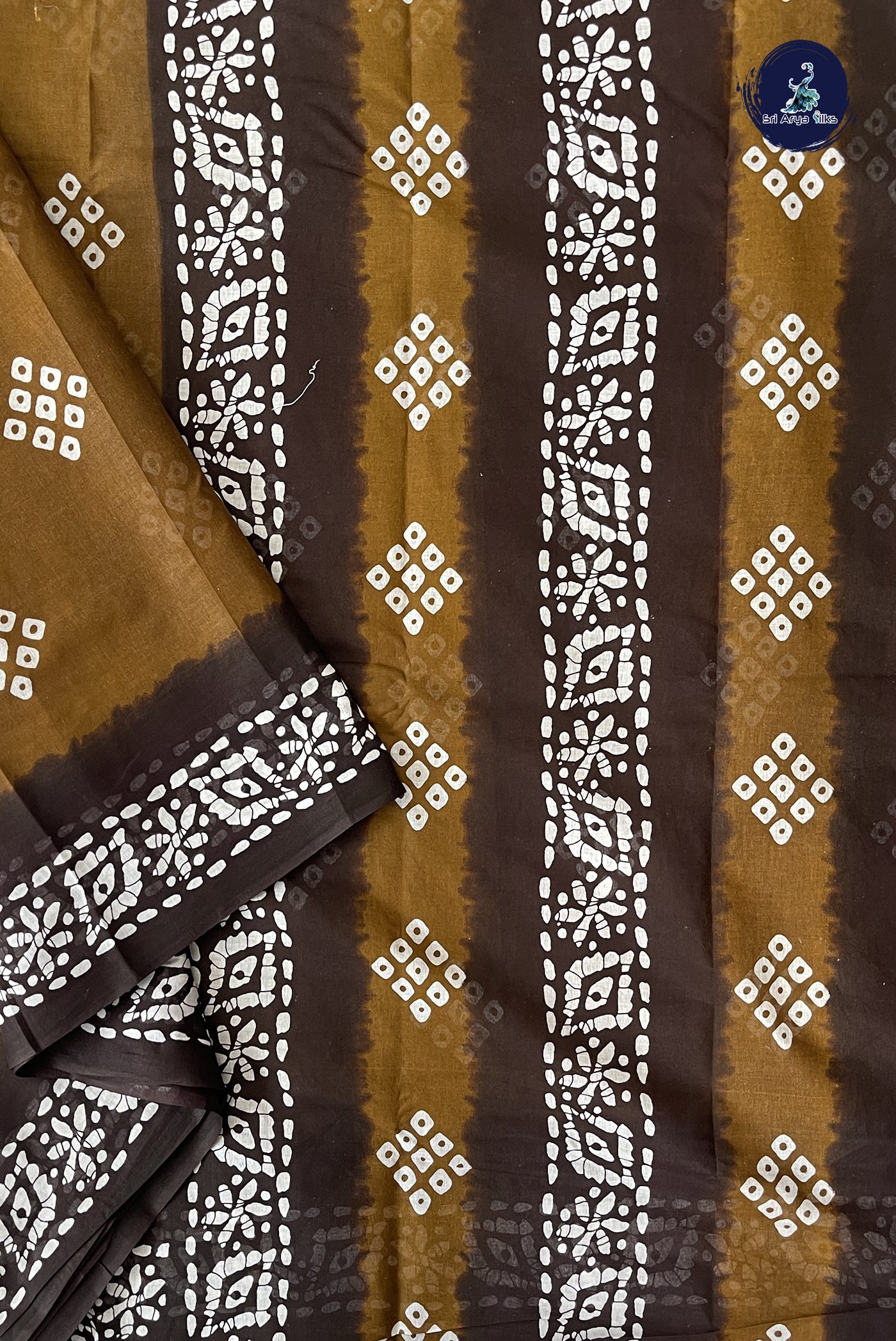 Brown 10.5 Yards Madisar Saree With Printed Pattern