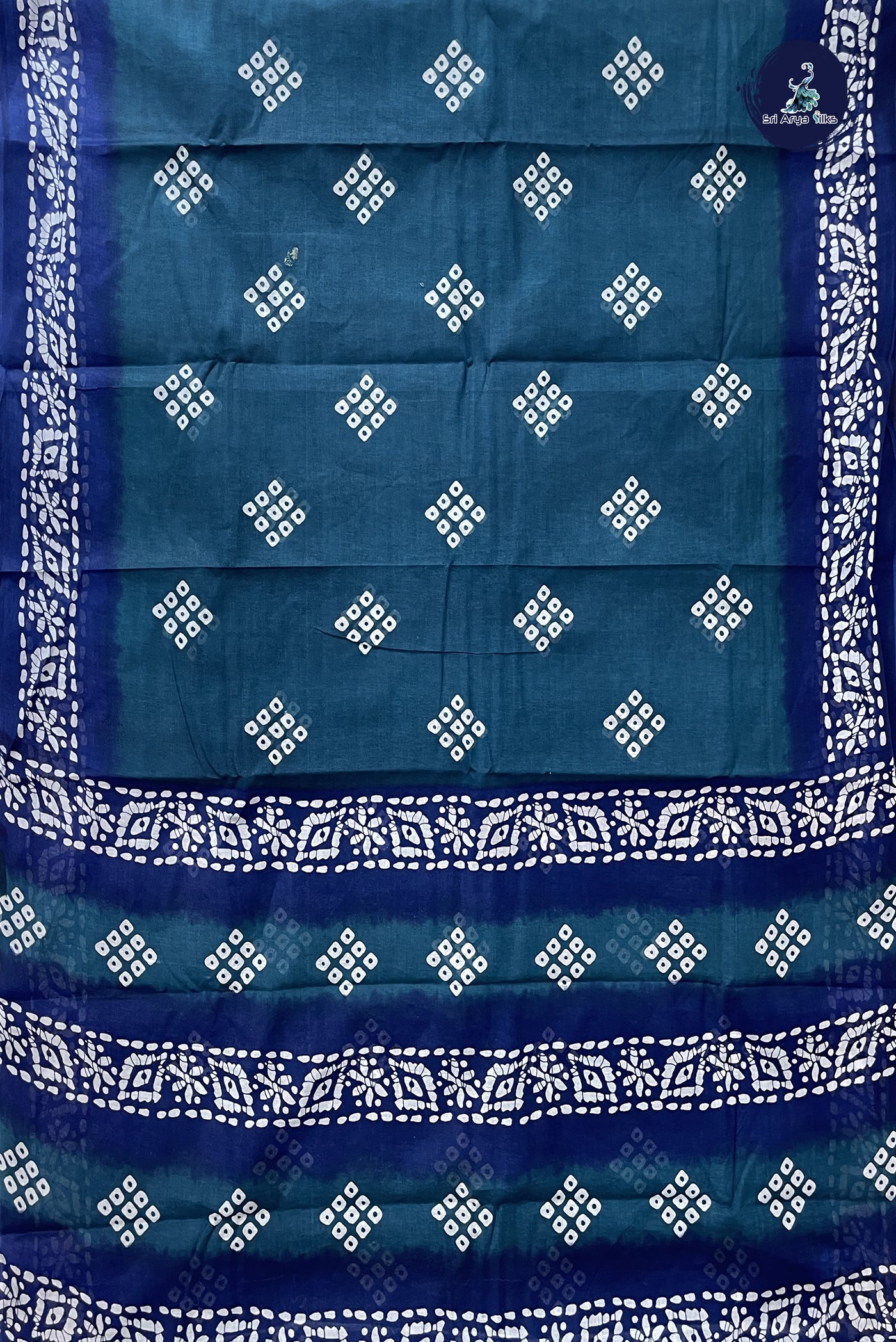 Blue 10.5 Yards Madisar Saree With Printed Pattern