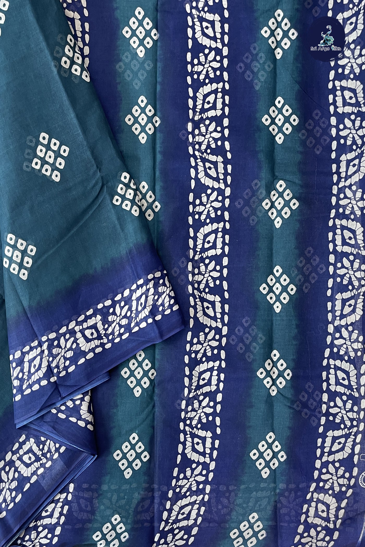 Blue 10.5 Yards Madisar Saree With Printed Pattern