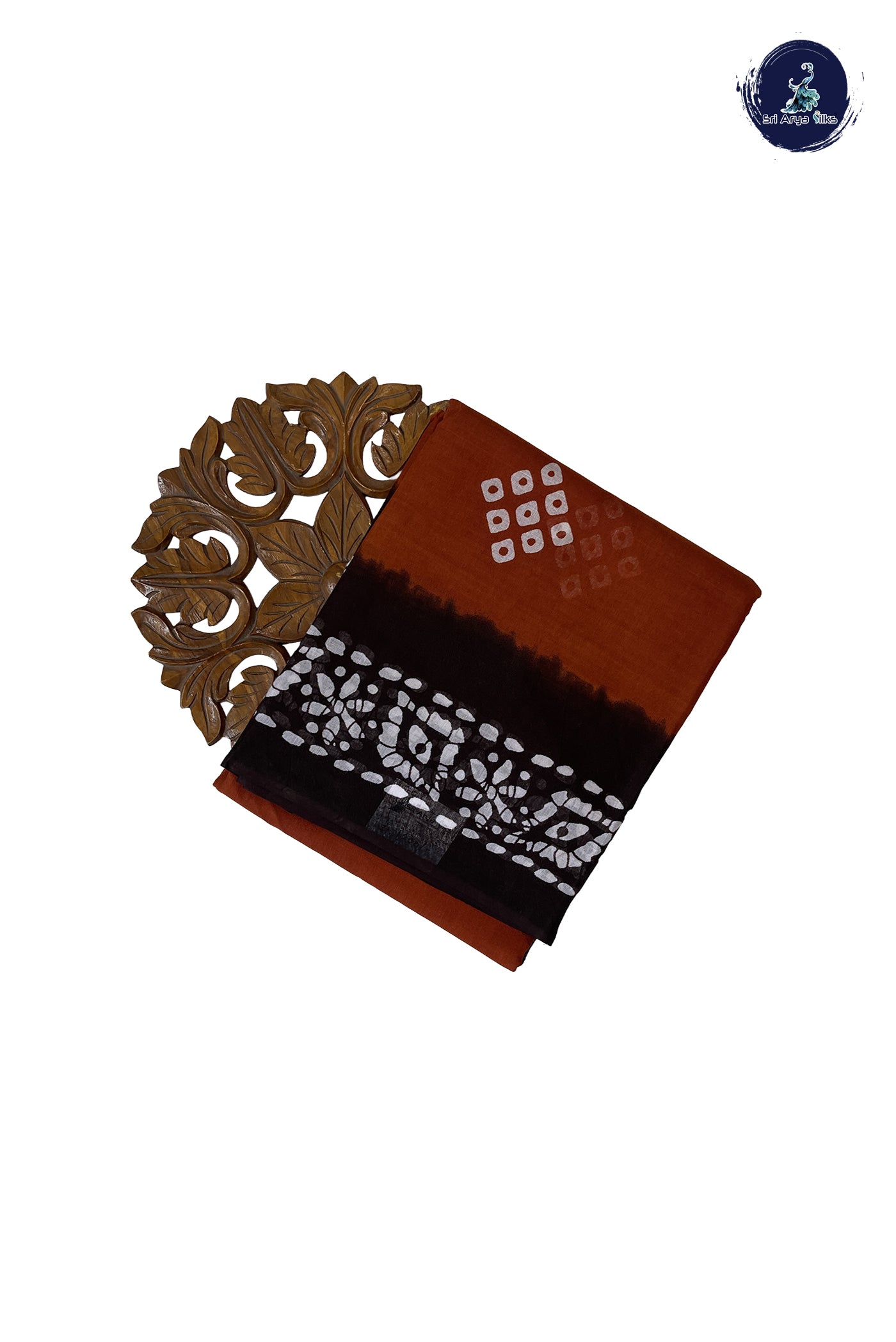 Rust 10.5 Yards Madisar Saree With Printed Pattern