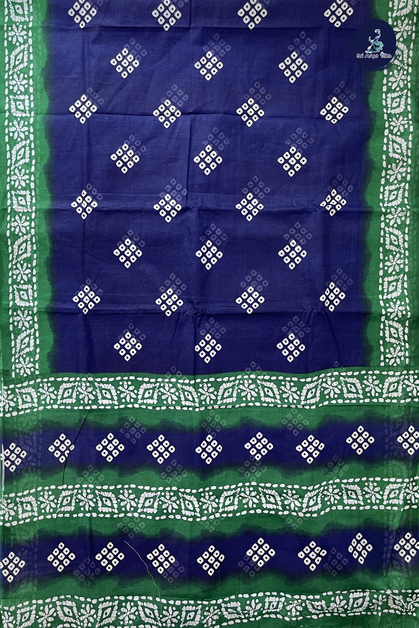 Navy Blue 10.5 Yards Madisar Saree With Printed Pattern