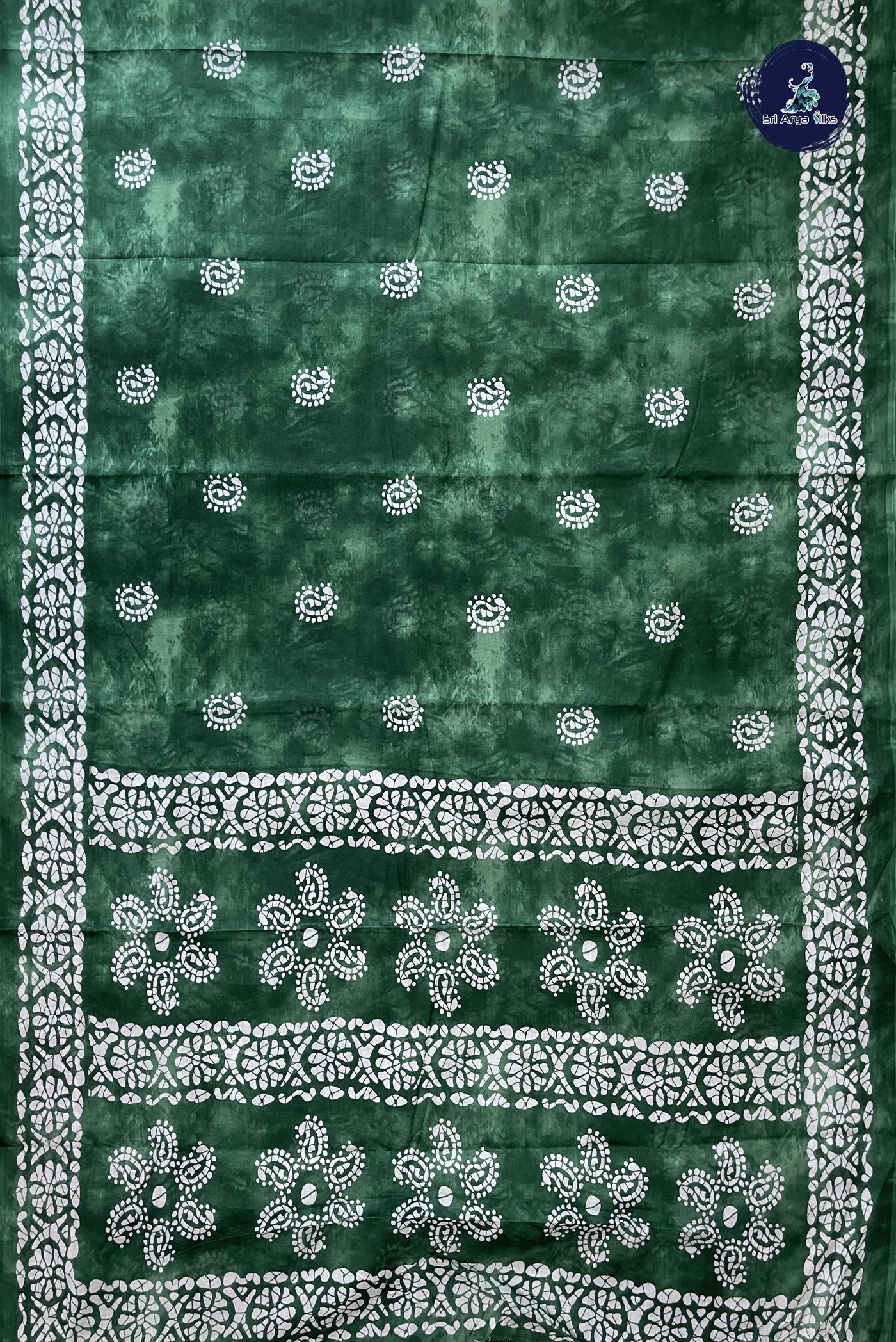 Green 10.5 Yards Madisar Saree With Printed Pattern