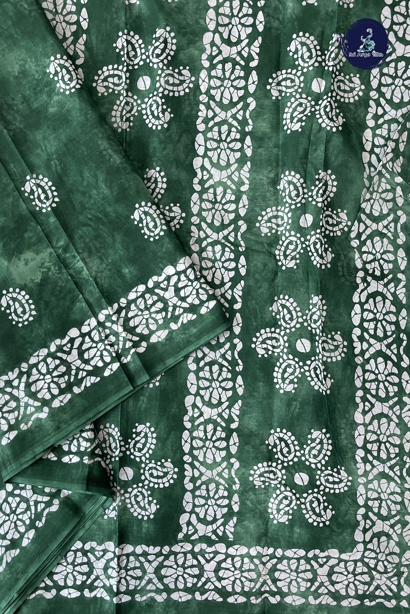 Green 10.5 Yards Madisar Saree With Printed Pattern