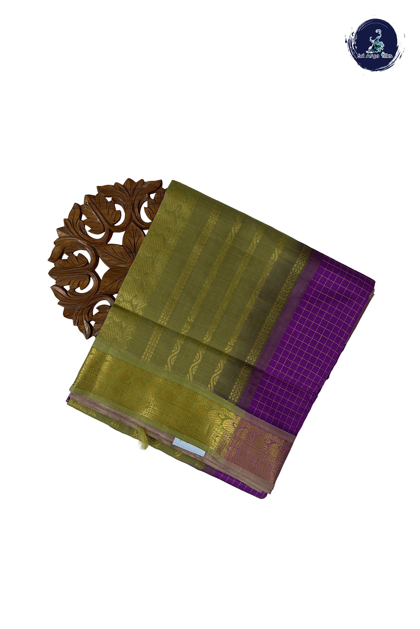 Lavender Madisar Semi Silk Cotton Saree With Zari Checked Pattern