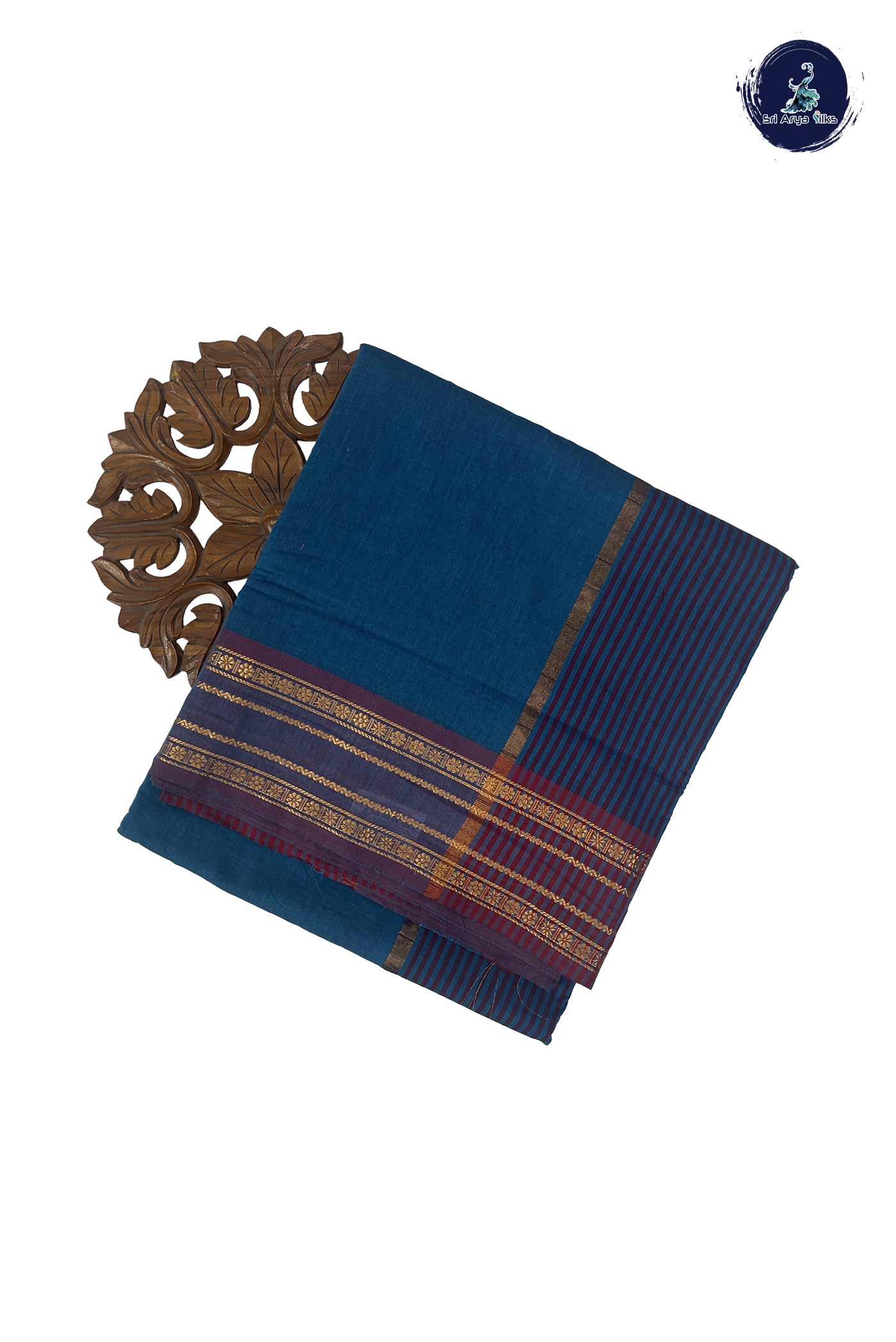 Sapphire Blue 10.5 Yards Madisar Saree With Plain Pattern