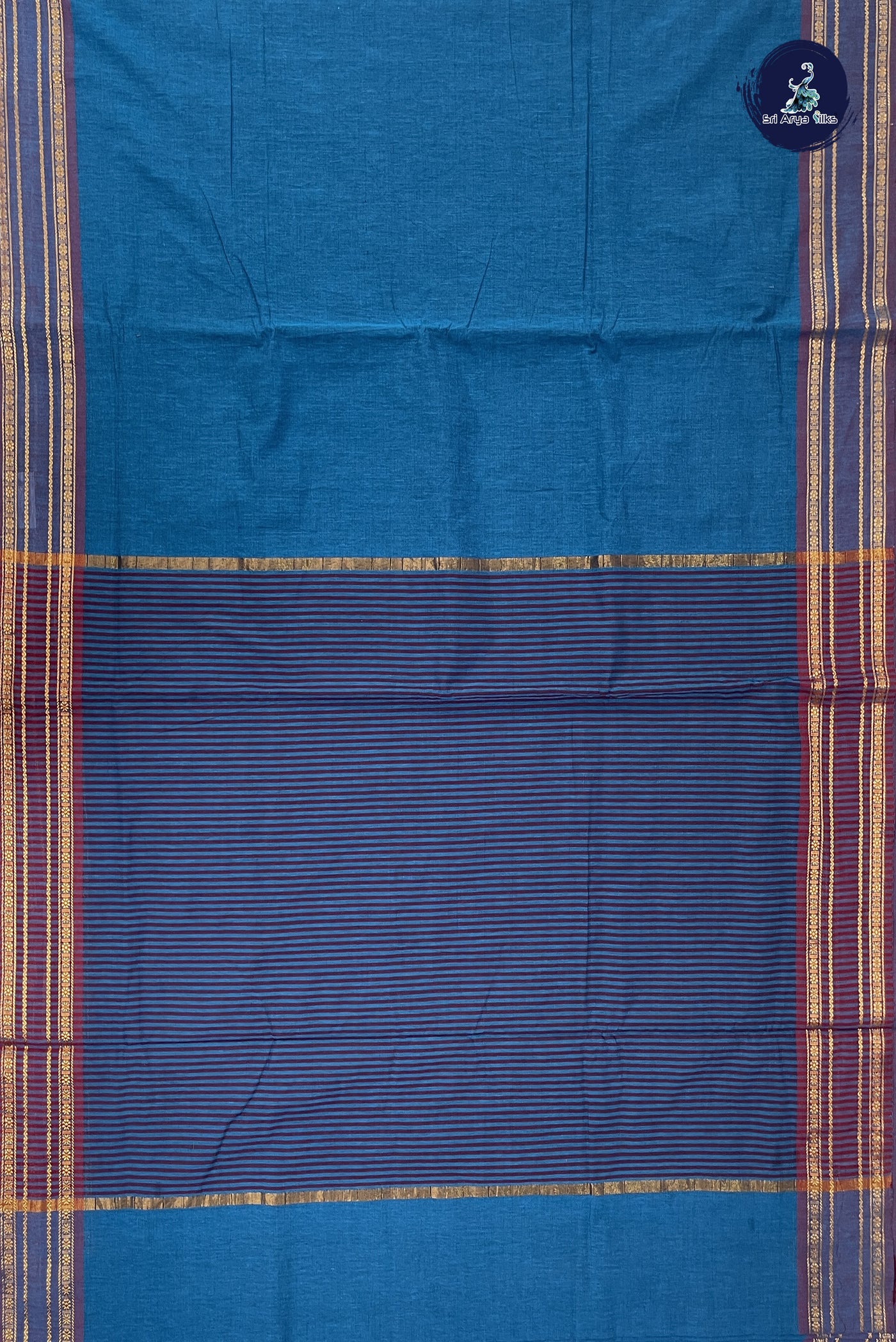 Sapphire Blue 10.5 Yards Madisar Saree With Plain Pattern