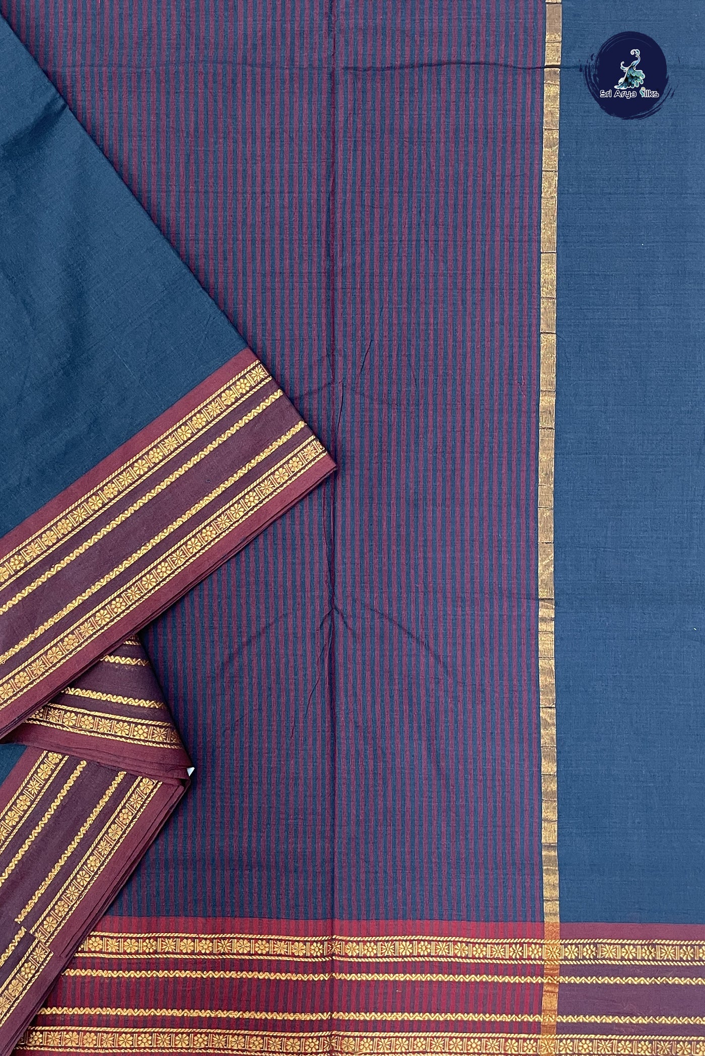 Greenish Blue 10.5 Yards Madisar Saree With Plain Pattern
