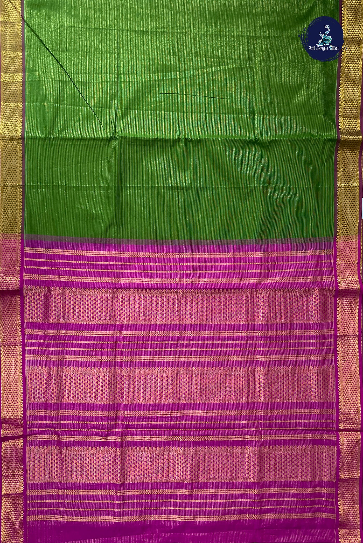 Green 11.5 Yards Madisar Saree With Vaira Oosi Pattern