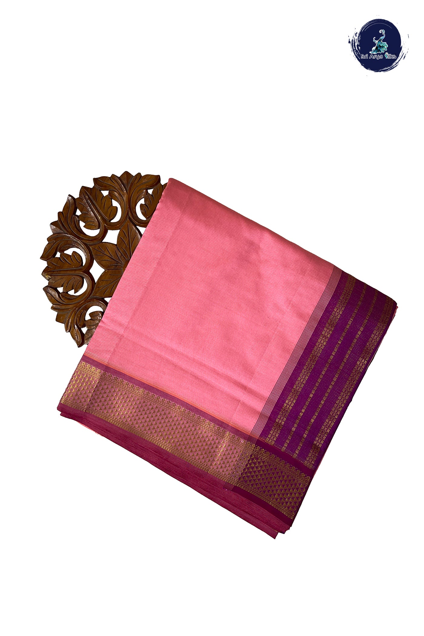 Peach Pink 11.5 Yards Madisar Saree With Vaira Oosi Pattern