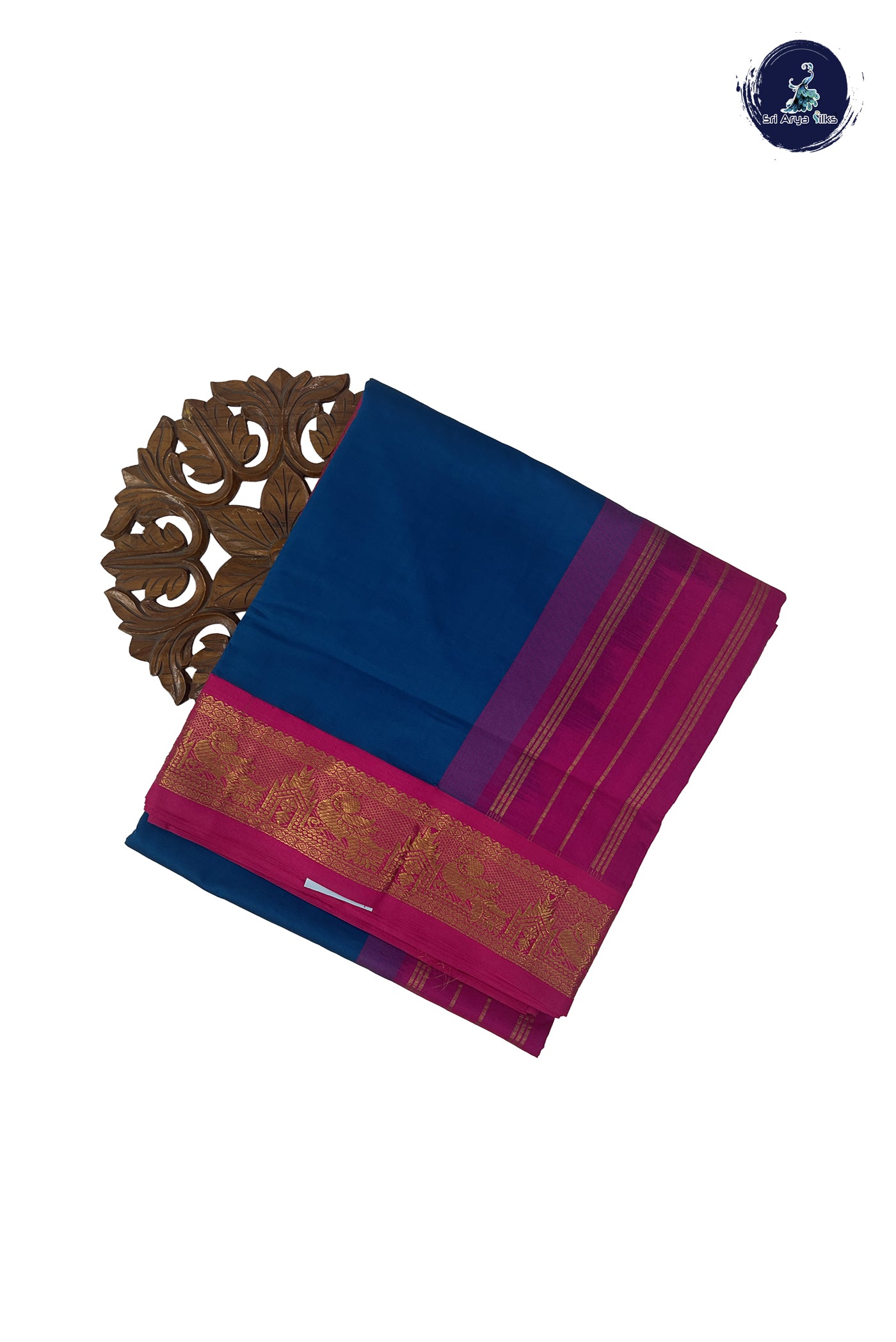 Sapphire Blue 11.5 Yards Madisar Saree With Plain Pattern