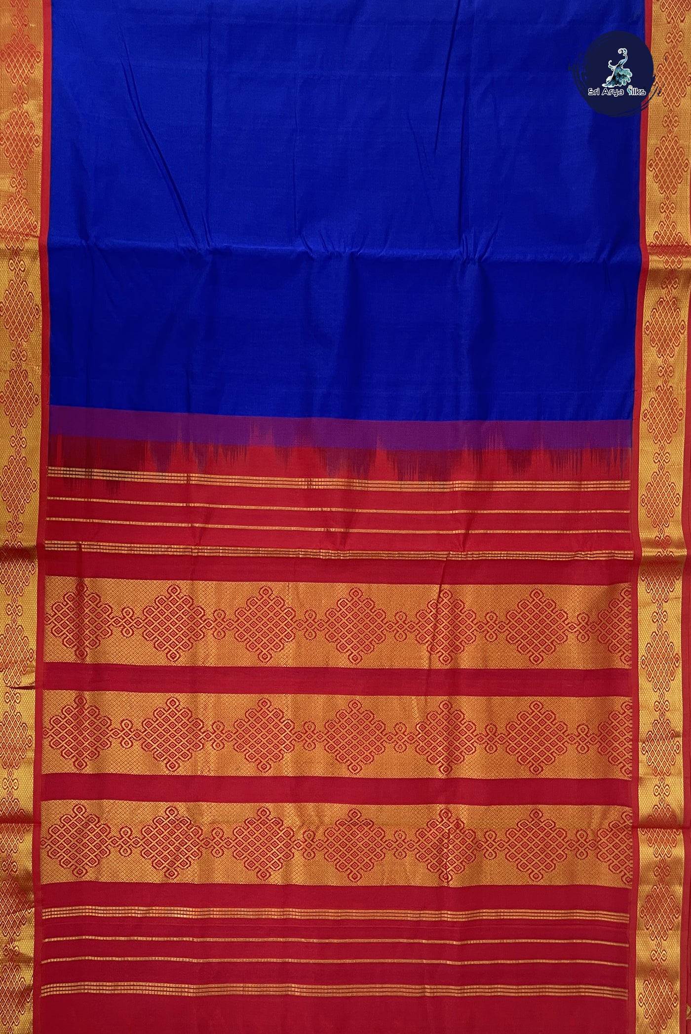 Dark Blue 11.5 Yards Madisar Saree With Plain Pattern